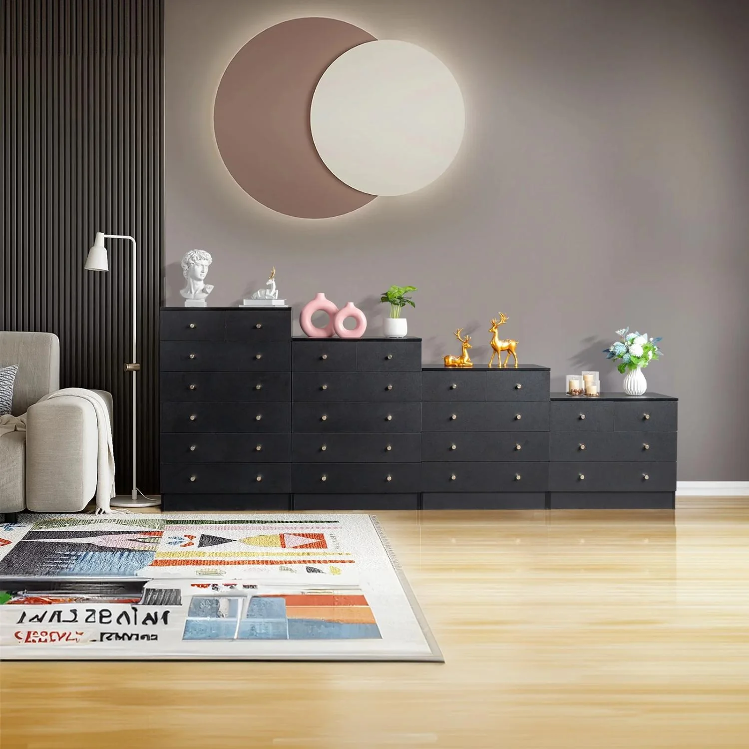 UBesGoo 6 Drawer Wood Dresser for Bedroom, Black - Image 8