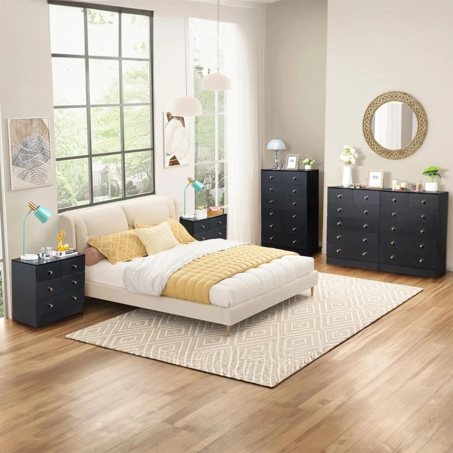 UBesGoo 6 Drawer Wood Dresser for Bedroom, Black - Image 9