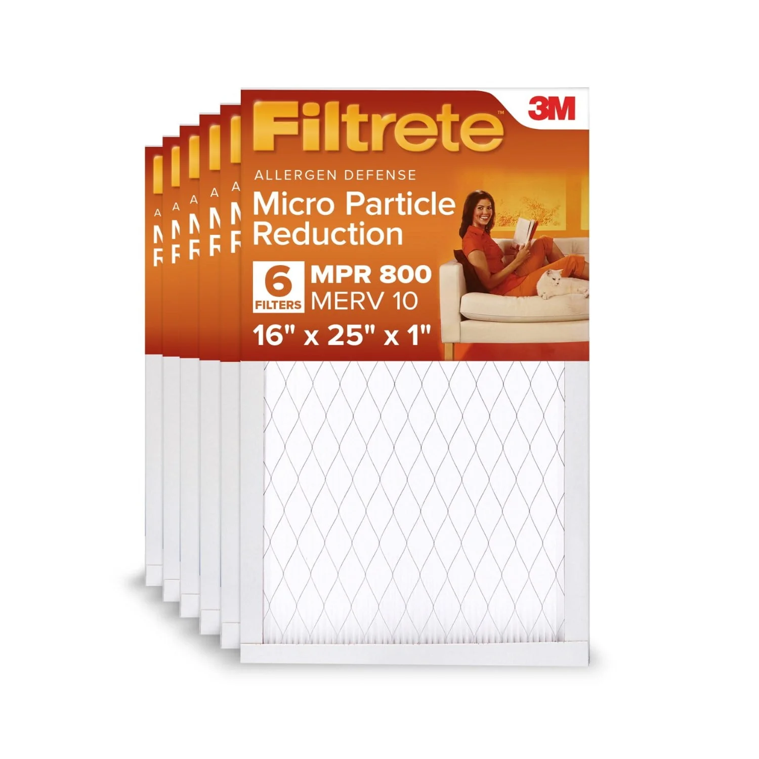 Filtrete 801-2PK-3 16x25x1 HVAC Furnace Air Filter, MPR 800 MERV 10, Micro Particle Reduction, 6 Pack - Image 2