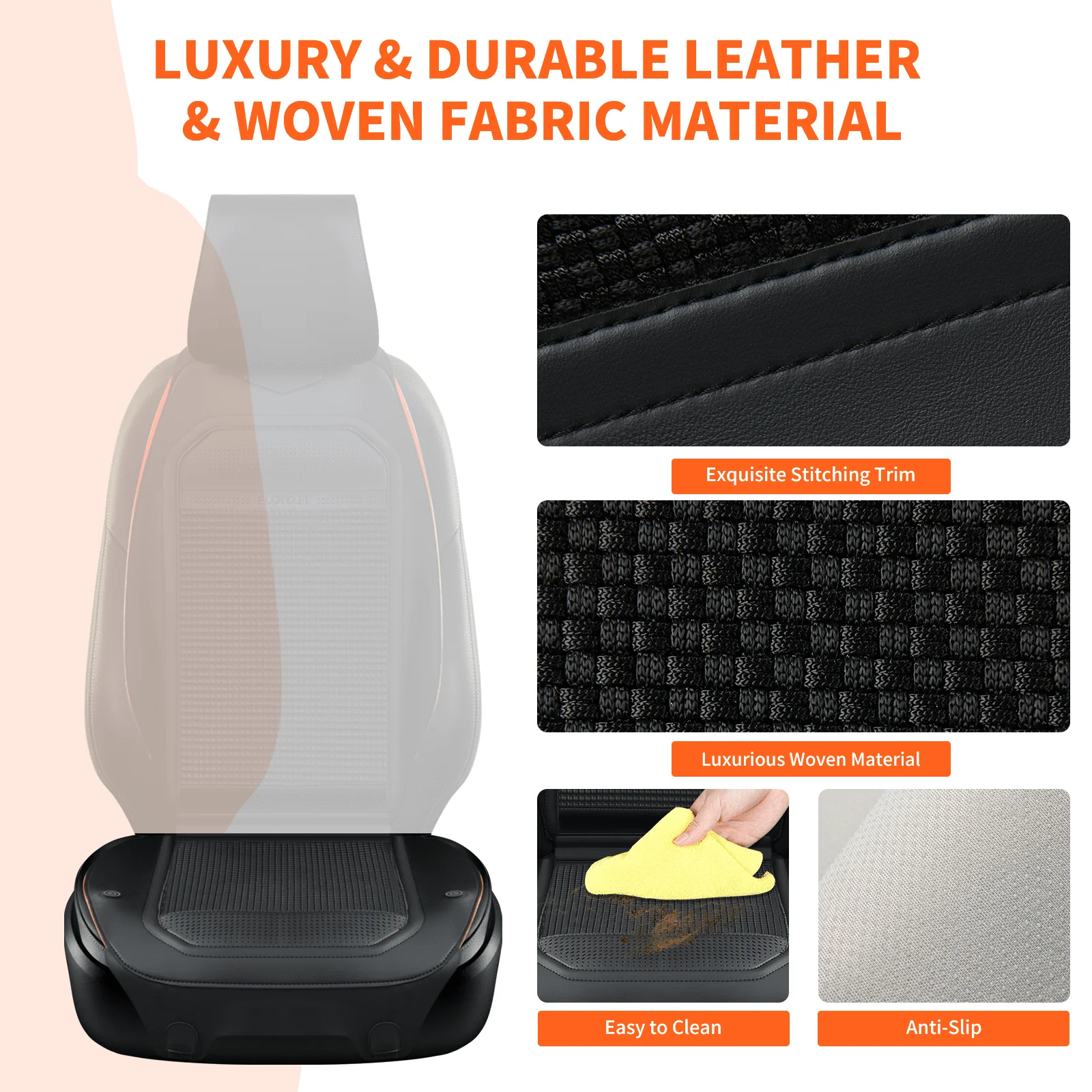 Florich YNJ-HCushion Heated Car Seat Cushion, Faux Leather&Fabric Car Seat Heater with Intelligent controller, Universal Fit Most Cars, Red Trim - Image 2