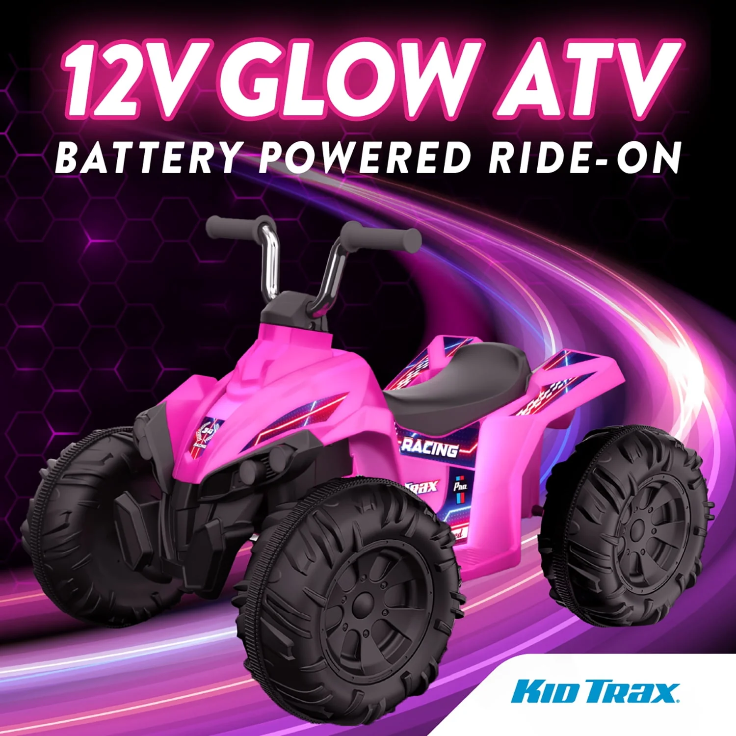Flybar KT25015AE 12V Glow ATV Ride-On Toy with LED Lights, Pink, Ages 3-6, Rechargeable Battery - Image 2