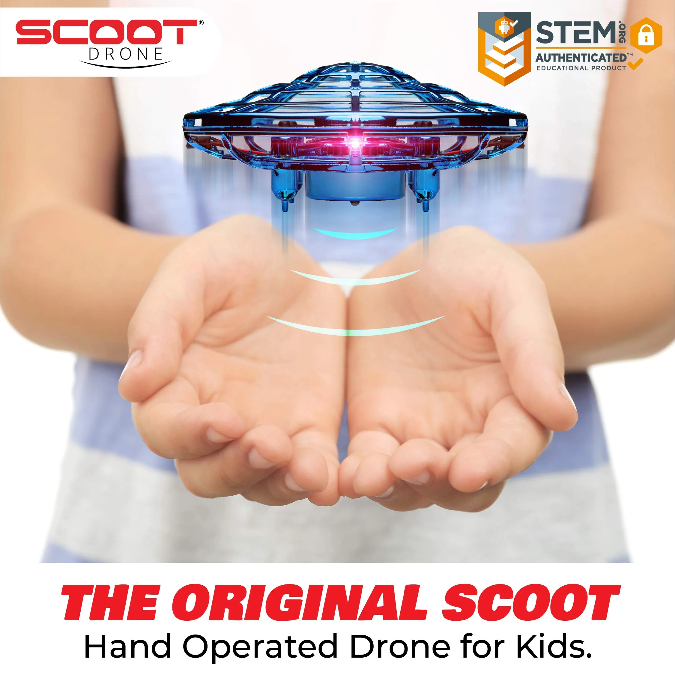 Force1 Scoot Hand Operated Mini Drone with Hands-Free Motion Sensor, 360 Obstacle Avoidance, LED Lights, Rechargeable, Blue, 4.7 in - Image 2