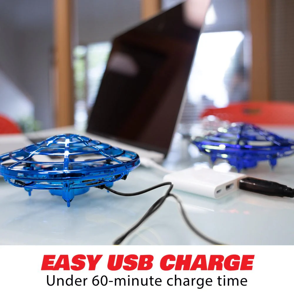 Force1 Scoot Hand Operated Mini Drone with Hands-Free Motion Sensor, 360 Obstacle Avoidance, LED Lights, Rechargeable, Blue, 4.7 in - Image 4