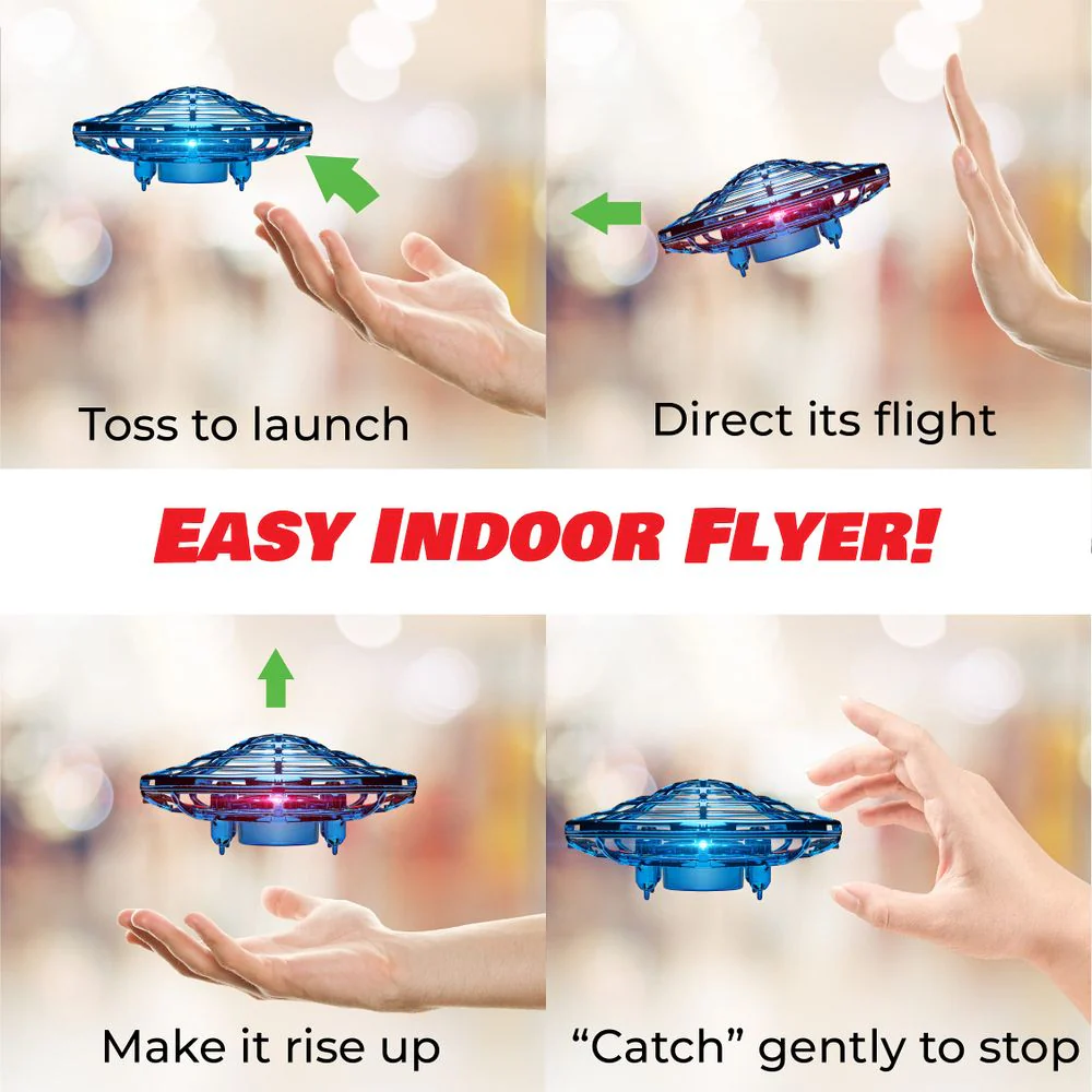 Force1 Scoot Hand Operated Mini Drone with Hands-Free Motion Sensor, 360 Obstacle Avoidance, LED Lights, Rechargeable, Blue, 4.7 in - Image 5