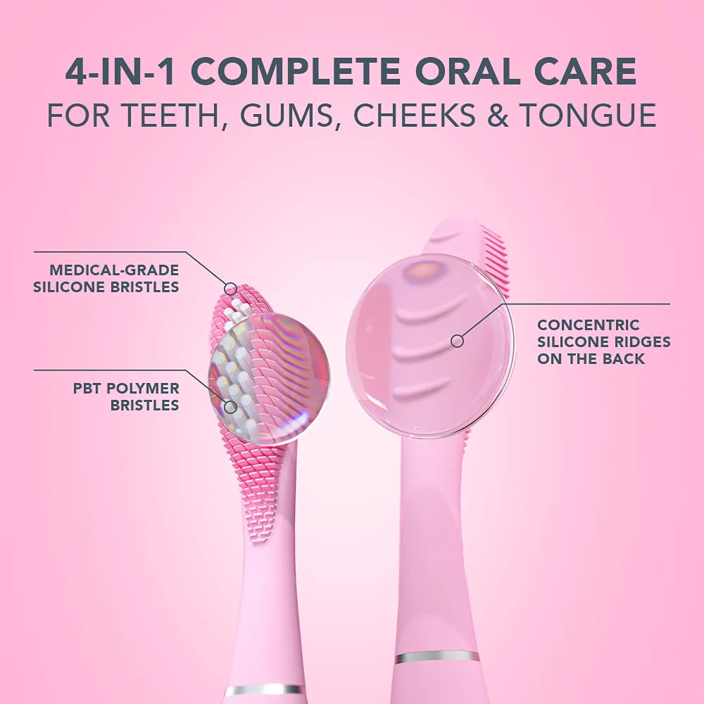 Foreo Issa 3 Sonic Toothbrush, 4-in-1 Oral Care, Hybrid Silicone & PBT Bristles, 16 Intensities, USB Rechargeable, Pink - Image 3