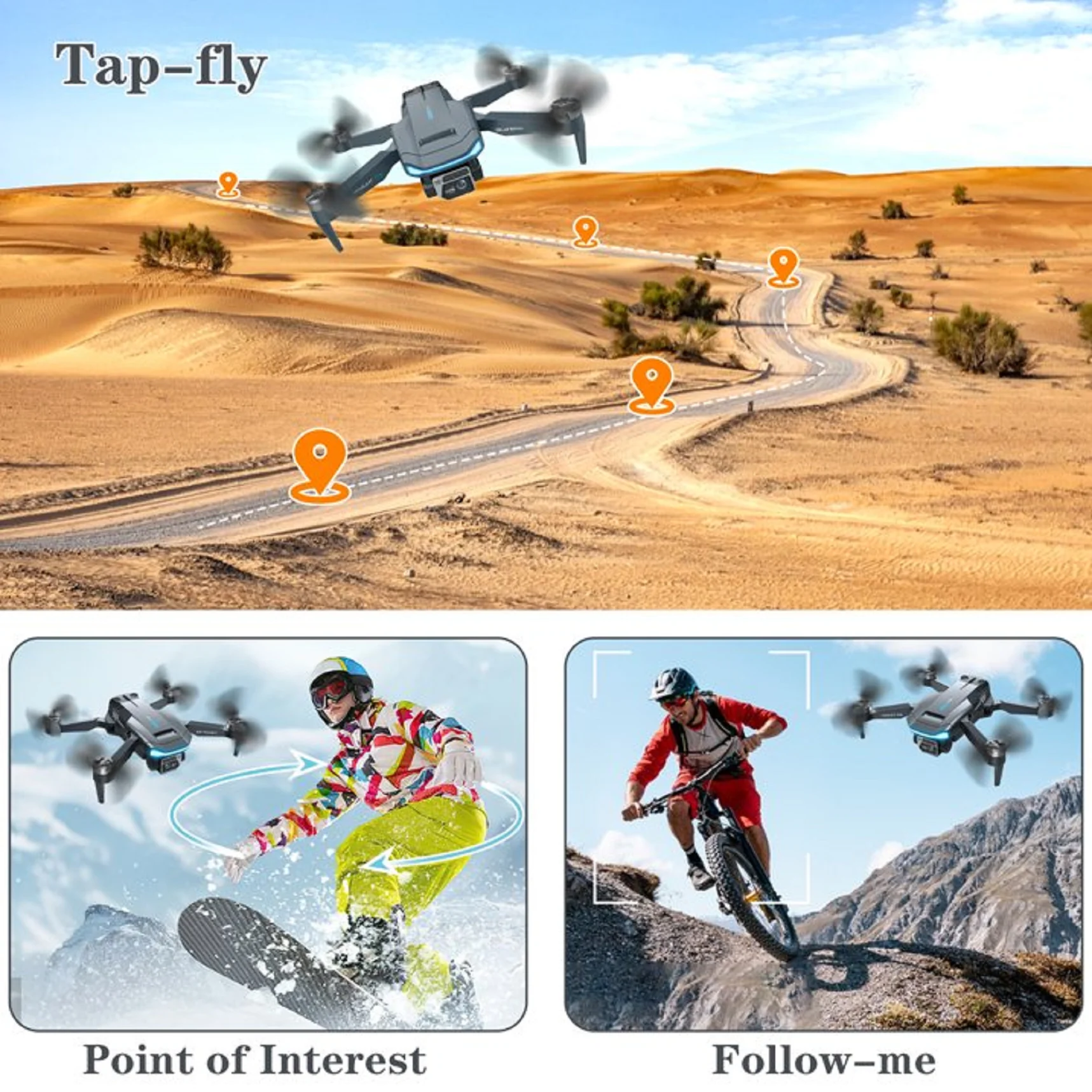 Freecat F194 GPS Drones with Camera for Adults, F194 1080HD Foldable Lightweigh Drones Quadcopter, 2 Battery, Black - Image 3