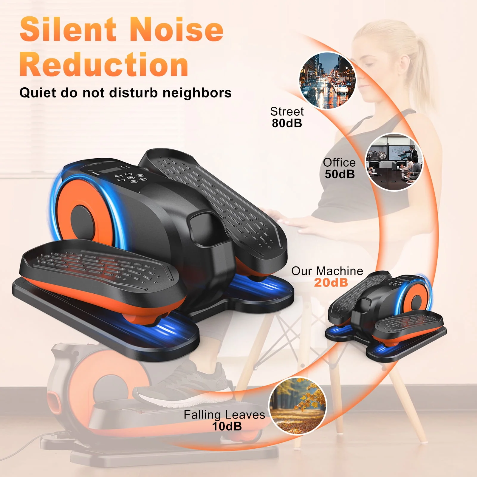 Funslim EB030 Under Desk Elliptical Exercise Machine, Black - Image 5