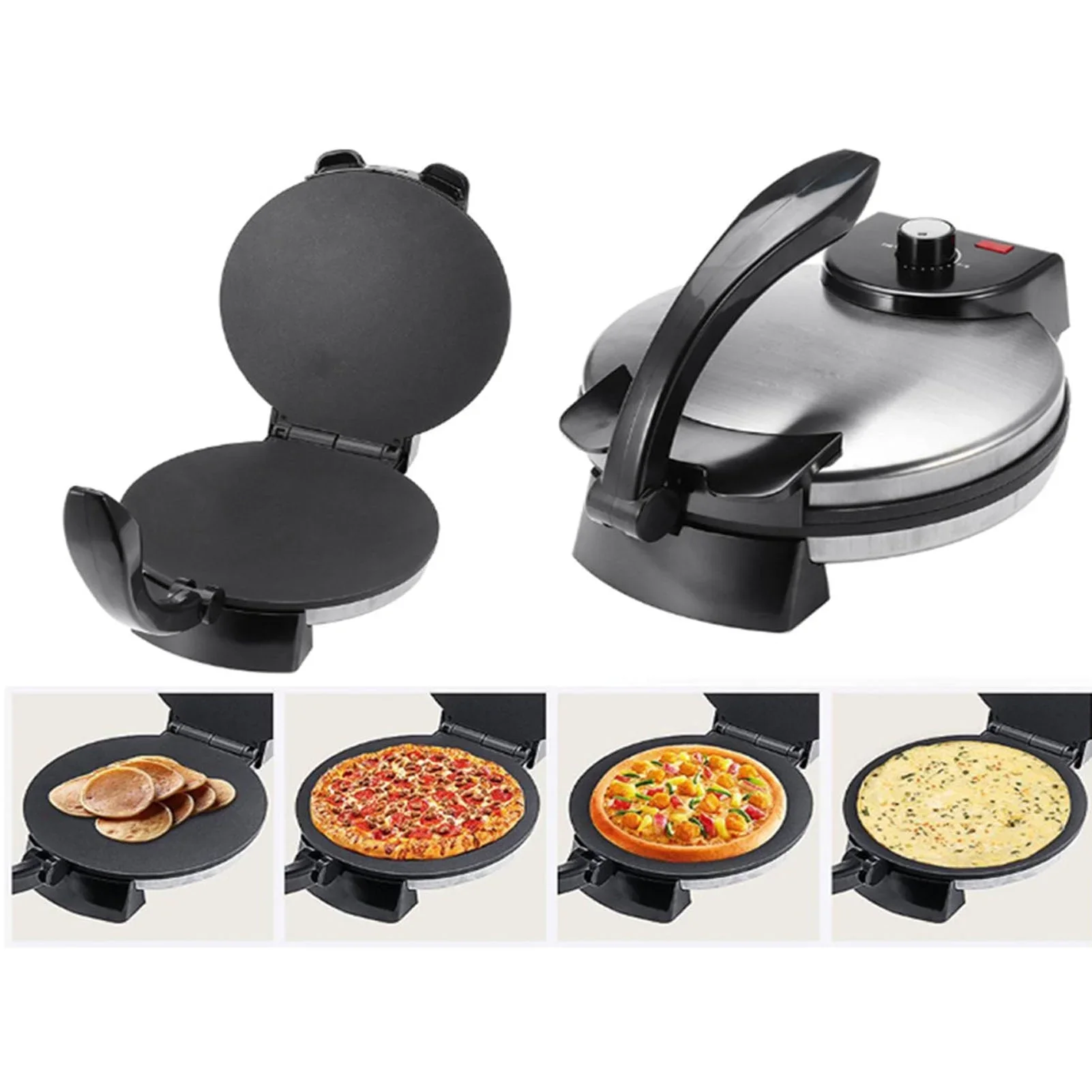 Fyydes Stainless Steel Non-Stick Electric Tortilla Maker, 10-Inch - Adjustable Temperature Control
