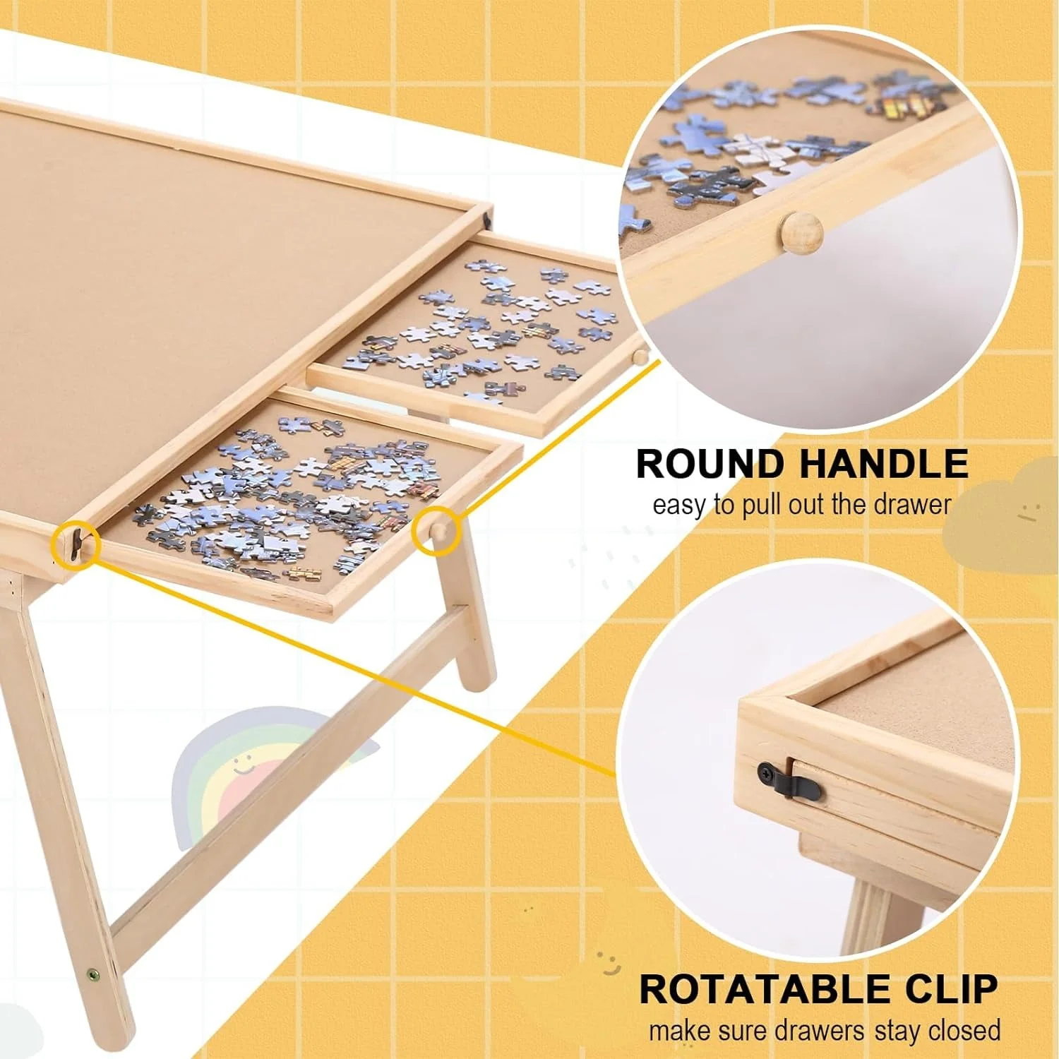 G TALECO GEAR PTZS008 Puzzle Board 1500 Pieces, Wooden Jigsaw Table w/4 Drawers & Cover, 34.3x26.5" - Image 3