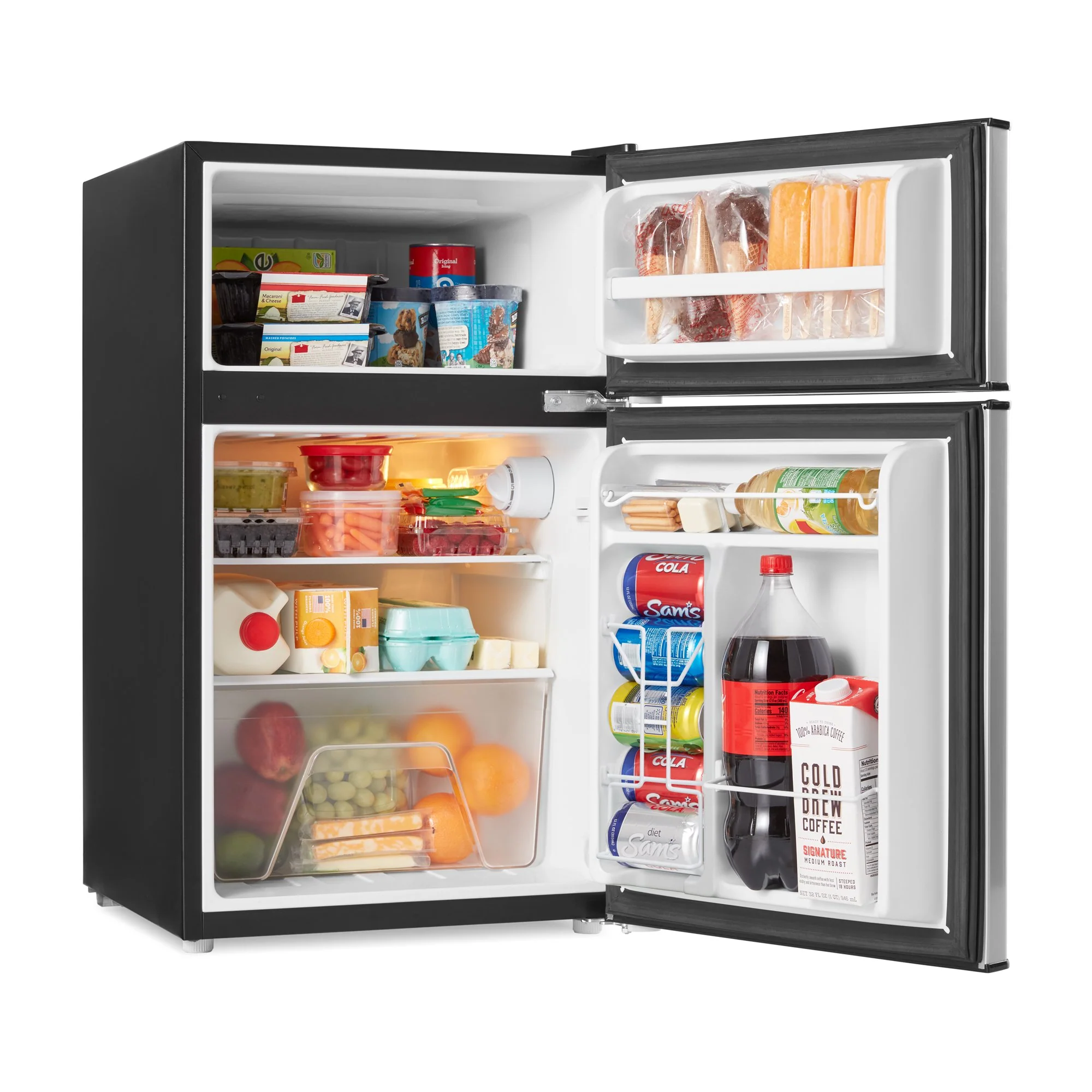 Galanz GLR31TS1E02 3.1 Cu ft Two Door Mini Fridge with Freezer, Stainless, Estar - Image 2