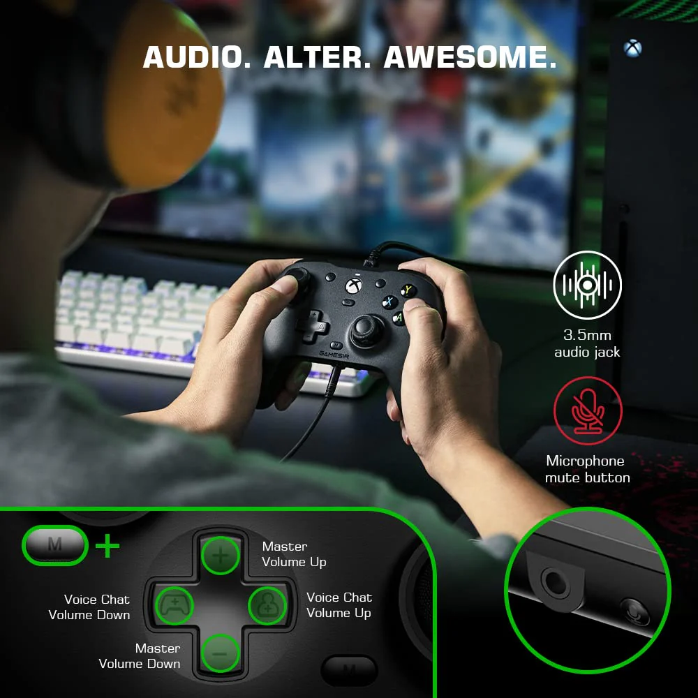 GameSir G7 SE Wired Gaming Controller with Hall Effect Joysticks and Triggers, 3.5mm Audio Jack, Black, Compatible with Xbox Series X|S, Xbox One, Windows 10/11 - Image 8