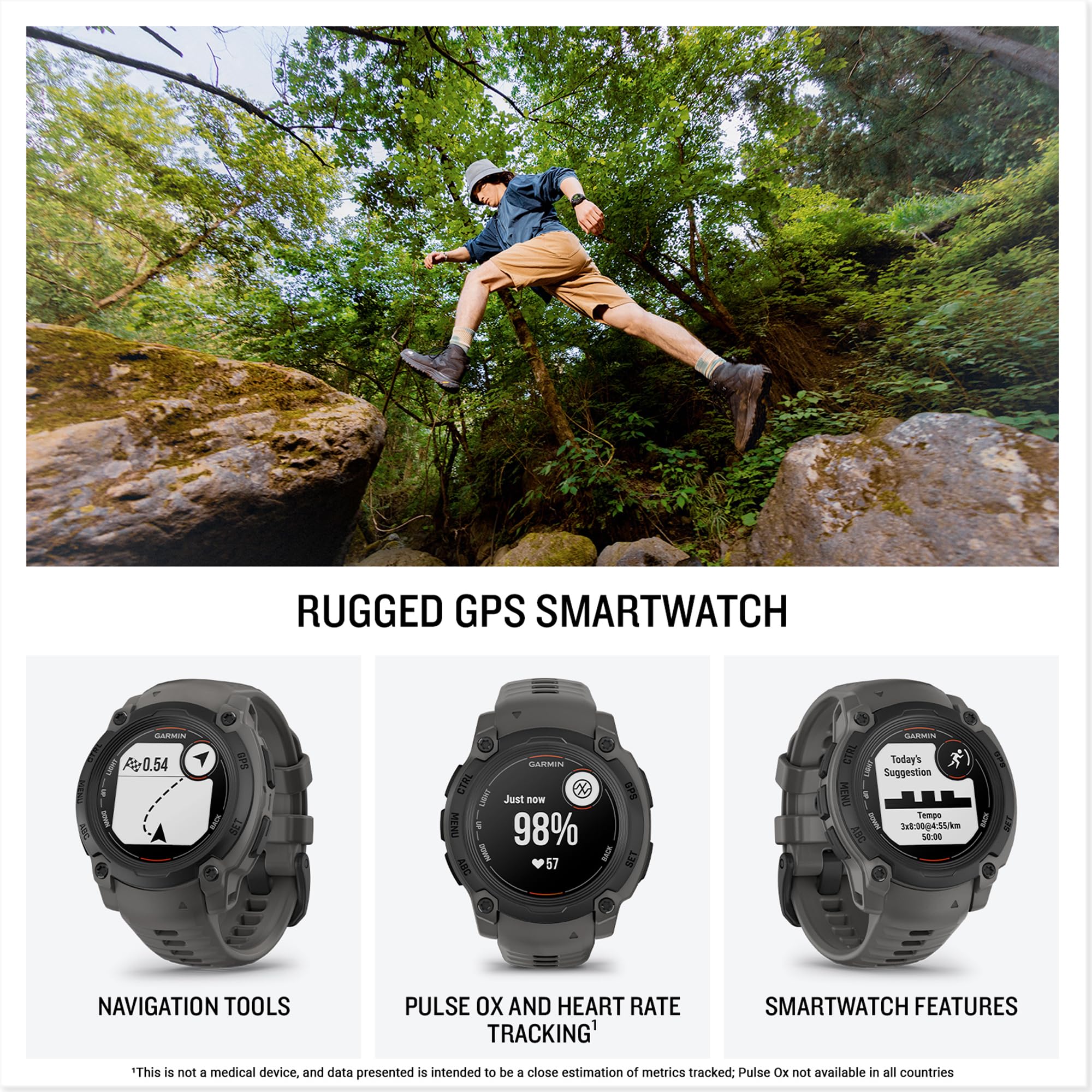 Garmin 010-02932-00 Instinct E 40mm, Rugged Outdoor GPS Smartwatch, 24/7 Health Monitoring, Wrist-Based Heart Rate, Charcoal - Image 2