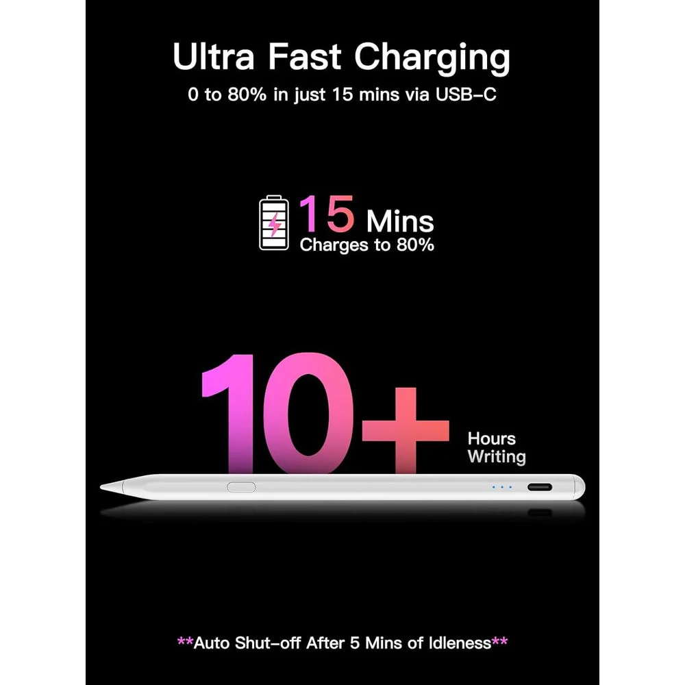 GATATOL Stylus Pen for iPad, USB-C Fast Charging, Pixel-Perfect Tilt Sensitivity, Compatible with iPad Pro, Air, Mini RD-C - Image 4
