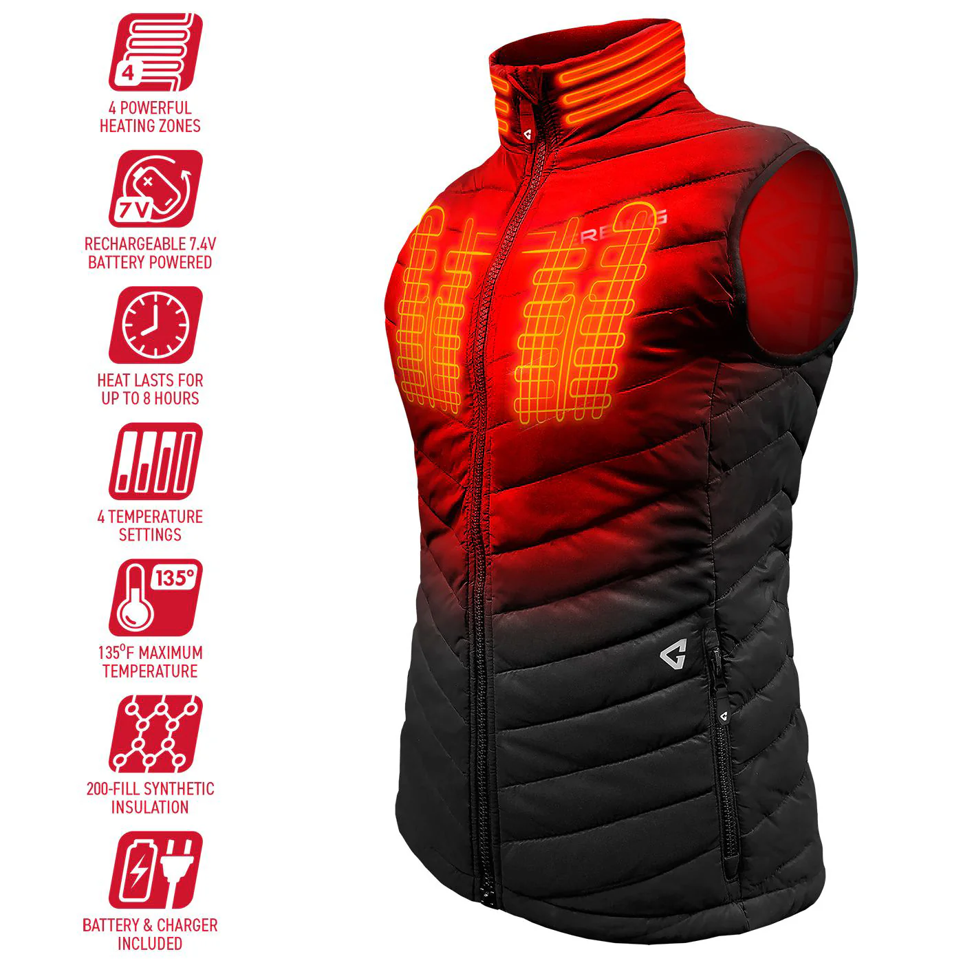 Gerbing 7V Khione Puffer Heated Vest 2.0 for Ladies - Black - XS - Image 8