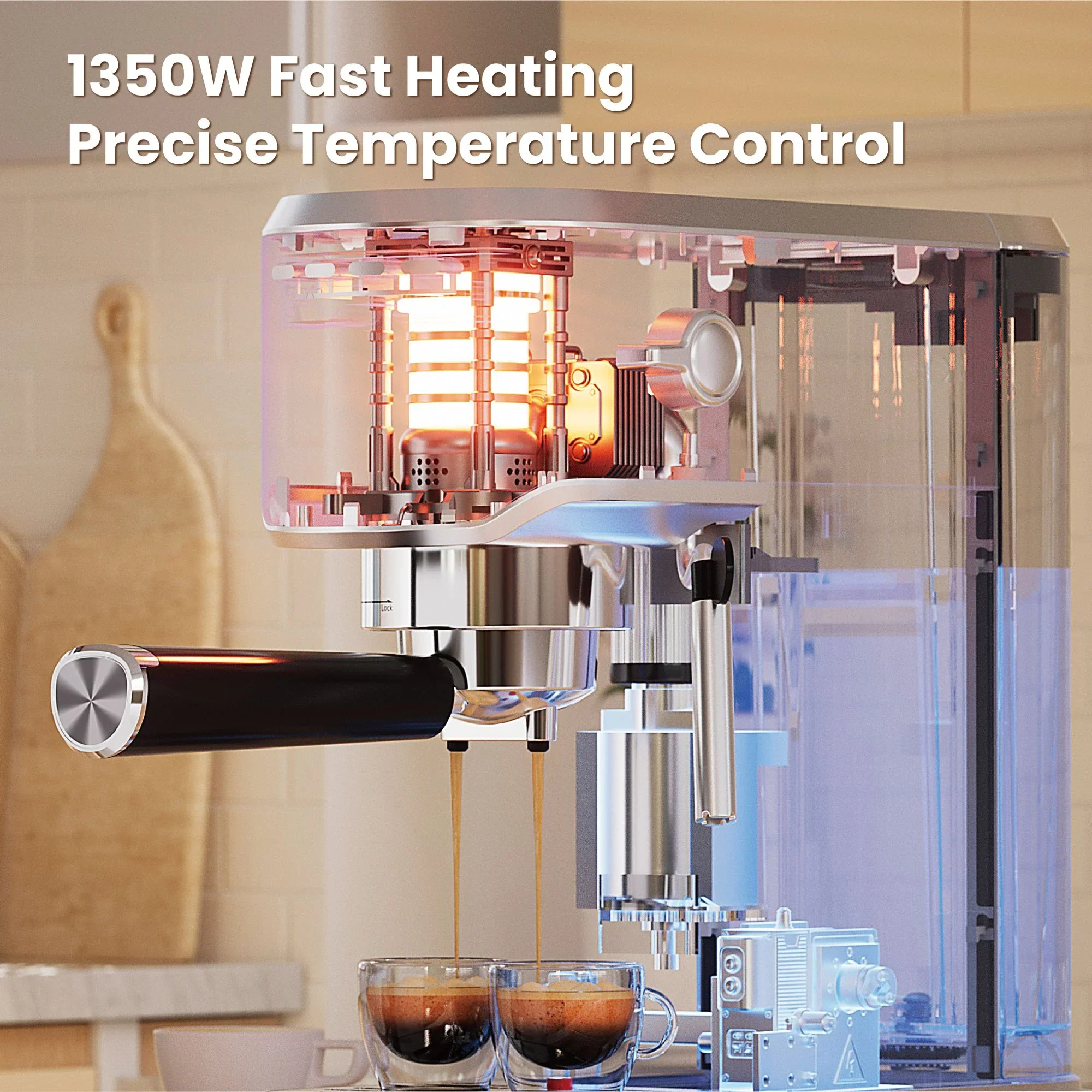 Gevi ECMB0 20 Bar Espresso Machine Maker with Milk Frother, Silver 1 - Image 3
