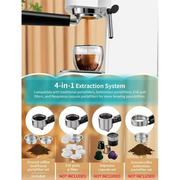 Gevi GECME022-U Espresso Machines 20 Bar Automatic Coffee Machine with Milk Frother Wand, 40.58 OZ - Image 3