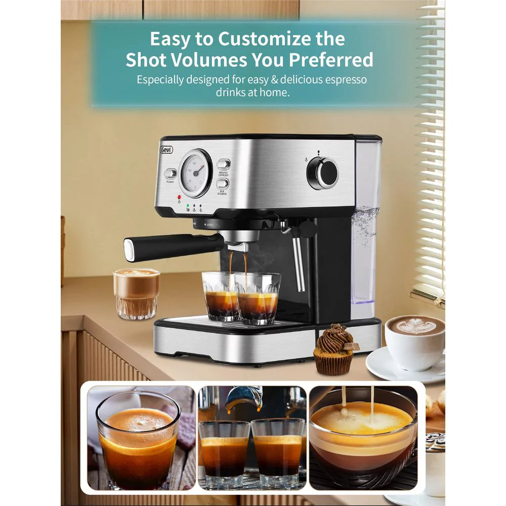 Gevi GECME403L-U Espresso Machine with steamer 15 Bar Cappuccino Coffee Maker for Latte Mocha - Image 2