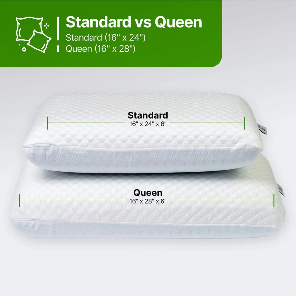 GhostBed Medium Firm Memory Foam Bed Pillow with Patented Ventilated Cooling Gel, Moisture-Wicking Washable Cover, Queen Size - Image 6
