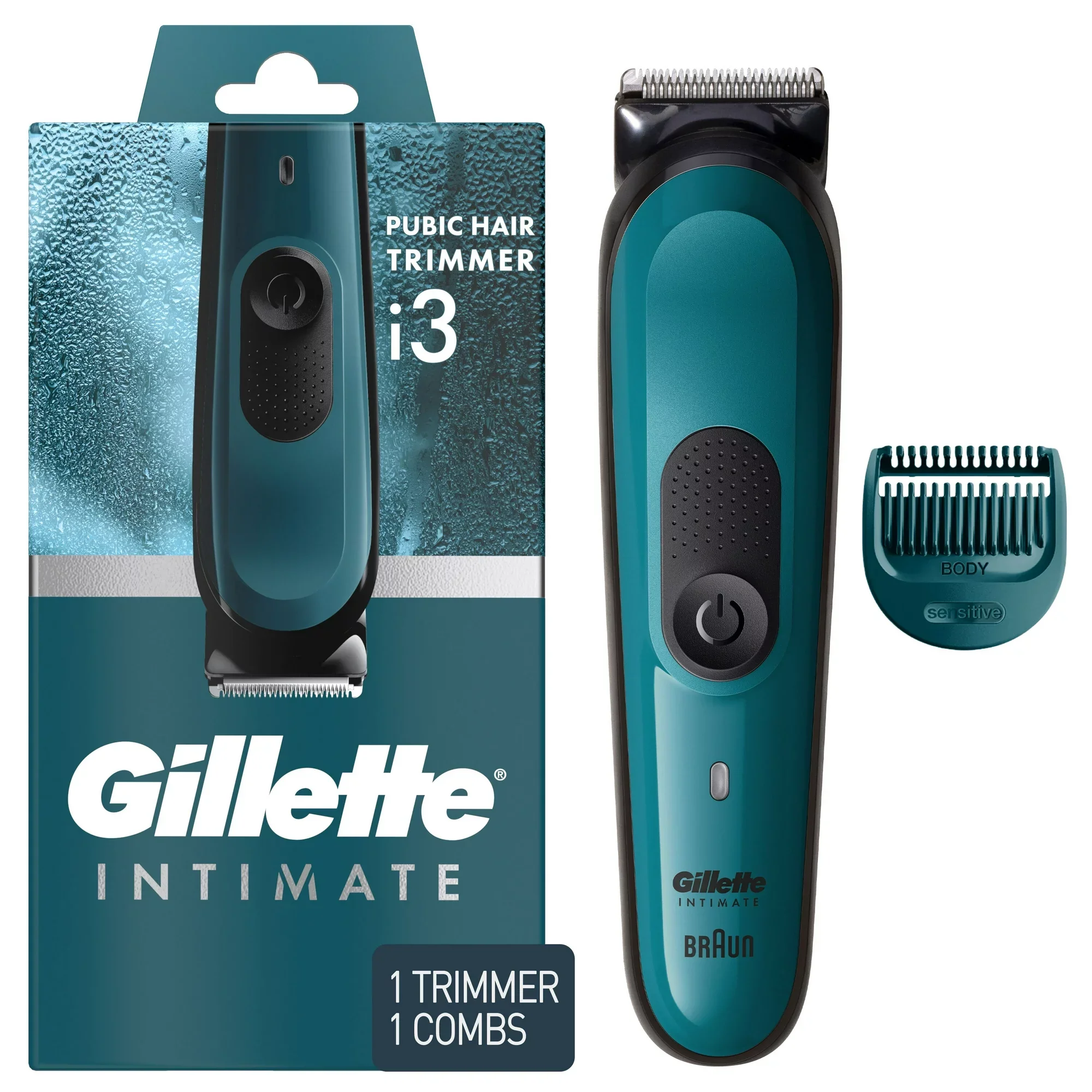 Gillette Intimate i3 Men's Pubic Hair Electric Trimmer, Blue