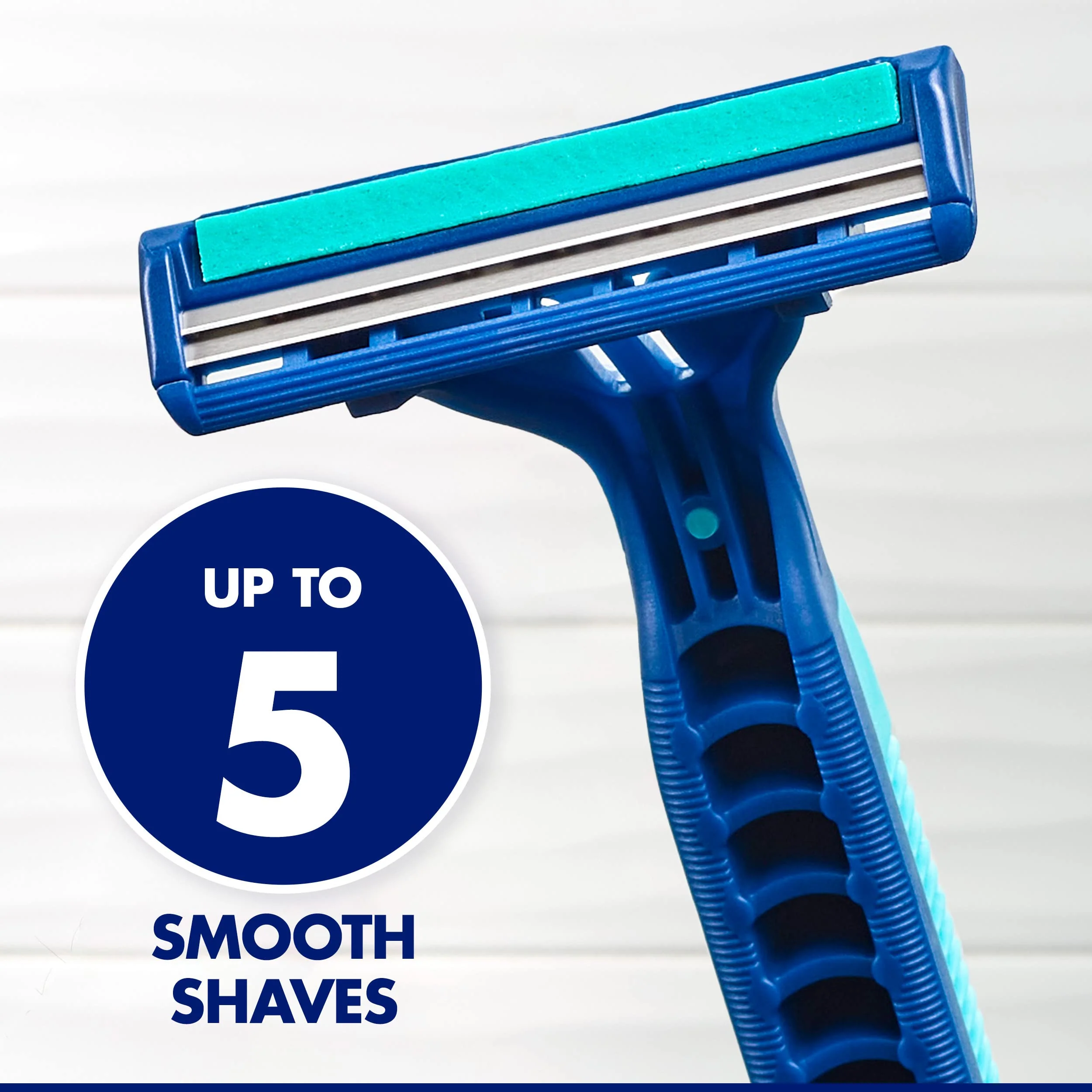 Gillette Sensor2 Plus Men's Disposable Razors, Twin Chromium-Coated Blades, Pivoting Head, Water-Activated Lubrastrip, Soft Ultragrip Handle, Light Blue, Pack of 21 - Image 3