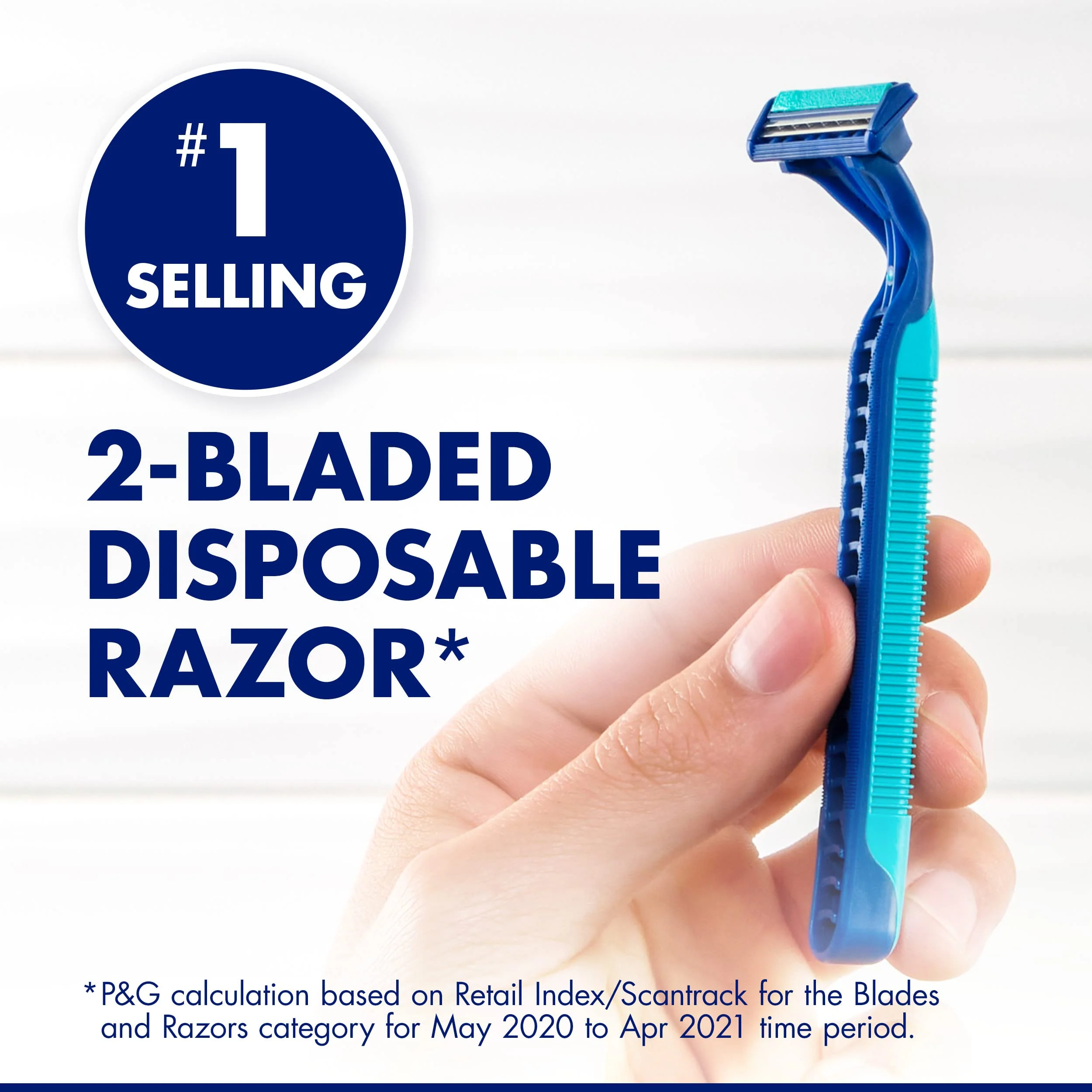 Gillette Sensor2 Plus Men's Disposable Razors, Twin Chromium-Coated Blades, Pivoting Head, Water-Activated Lubrastrip, Soft Ultragrip Handle, Light Blue, Pack of 21 - Image 4