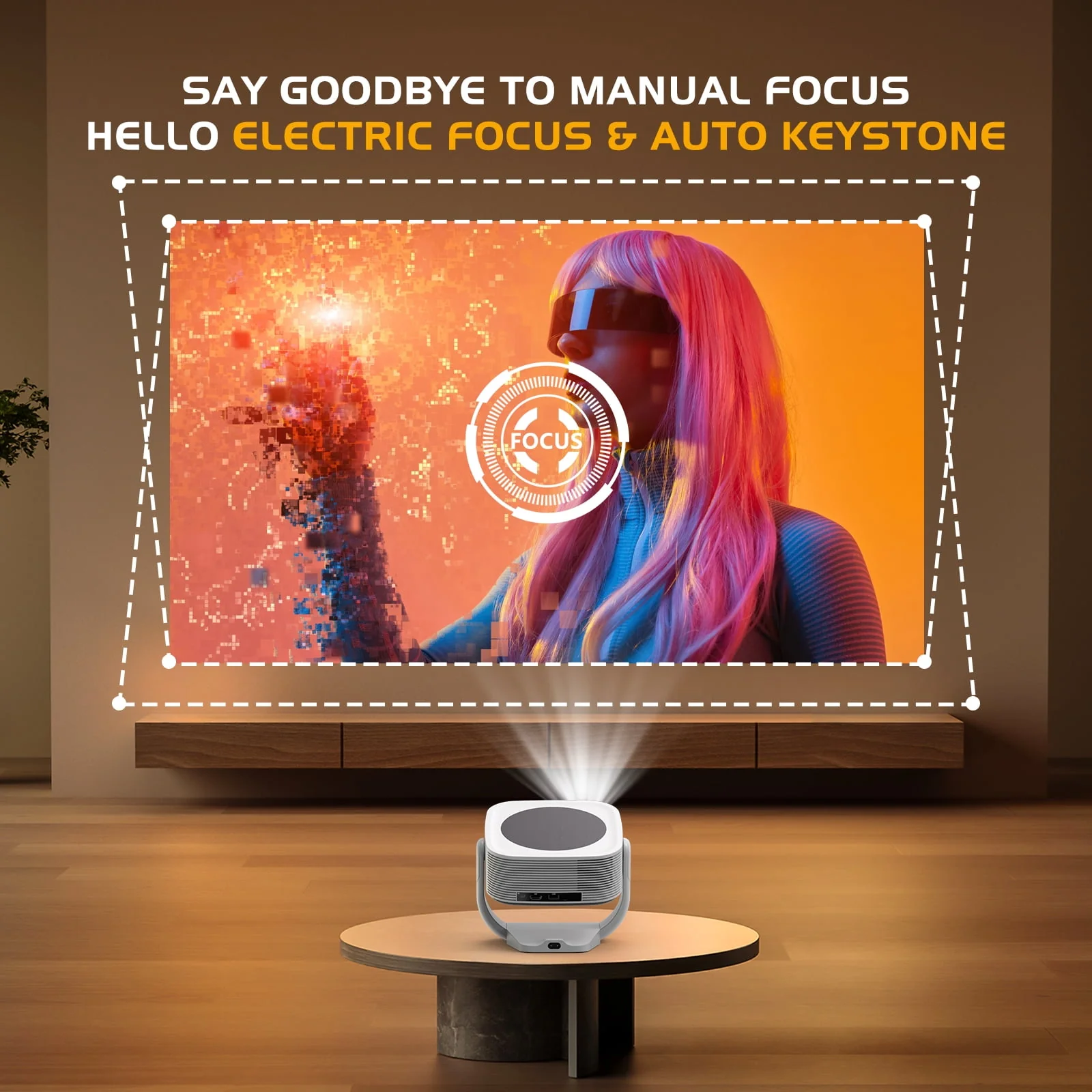GKLPO T06 Projector, Native 1080p with 4K Upscaling, 15000 Lumens Brightness, Electric Focus, Auto Keystone, Dual-Band Wi-Fi 6, Bluetooth 5.3, 270 Rotatable Stand - Image 5