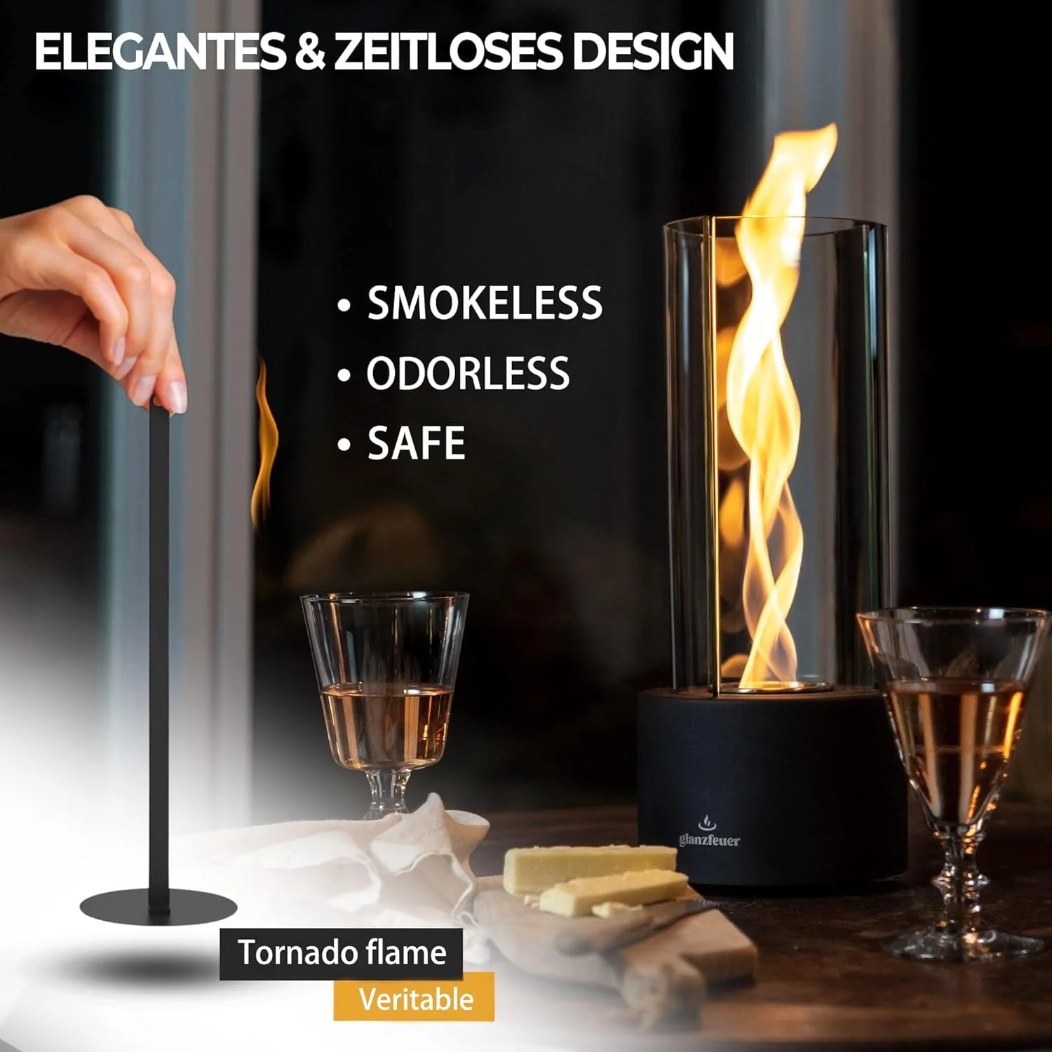 Glanzfeuer CF-Tornado bk EAST FLAME Tornado Tabletop Fire Pit 60-90 Mins Burning, Black - Image 5