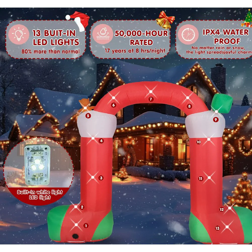 Glazina 12.3ft Giant Christmas Inflatable Archway, Outdoor Holiday Decoration with 13 Premium LEDs, UL Turbo Quick Inflation, Professional Anchors, 17066819303 - Image 2