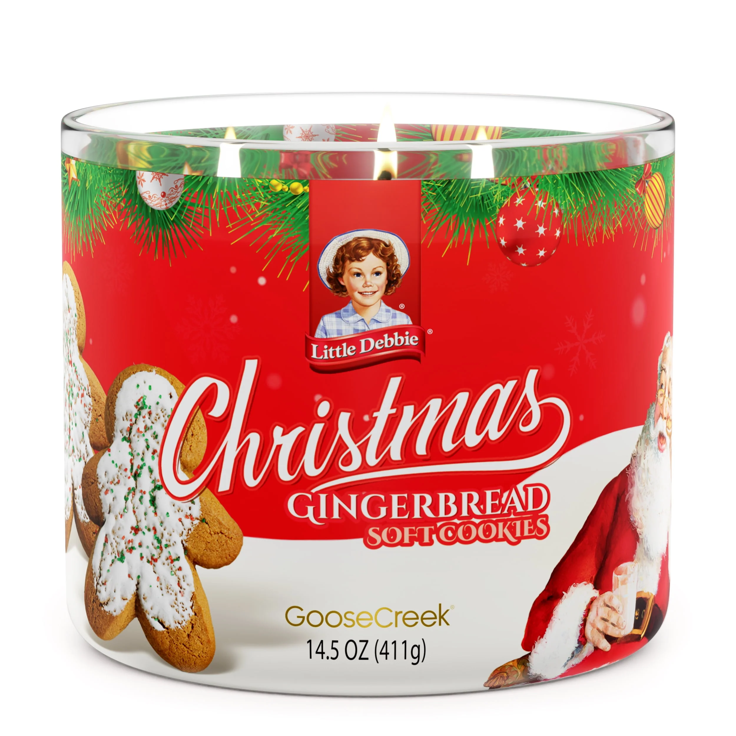 Goose Creek Candles MGC151540 Little Debbie Christmas Tree Cakes 3-Wick Soy Blend Jar Candle, White, 14.5 oz