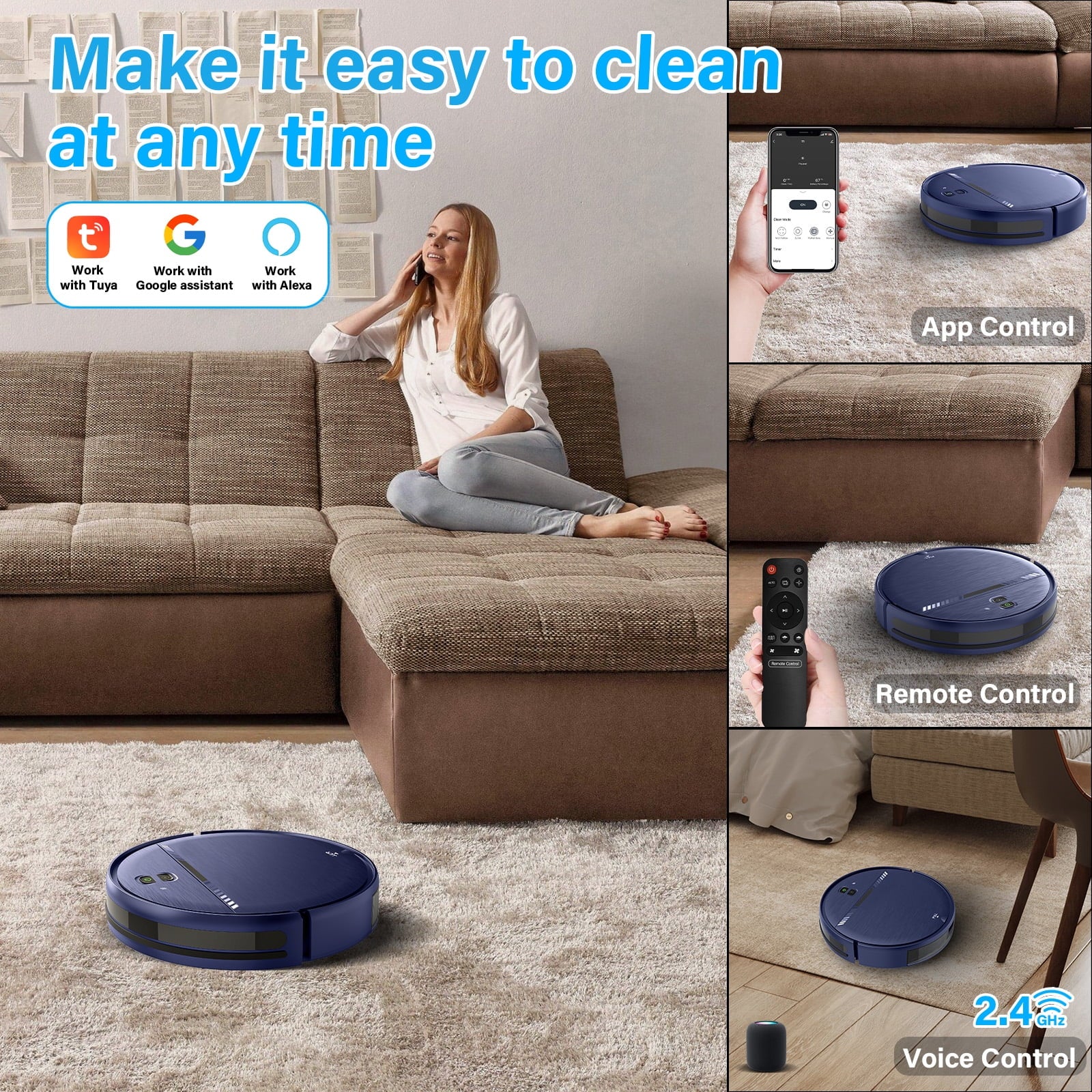 GOOVI Robot Vacuum Cleaner 2 in 1 Robot Vacuum and Mop Combo for Pet Hair, Hard Floor - Image 6