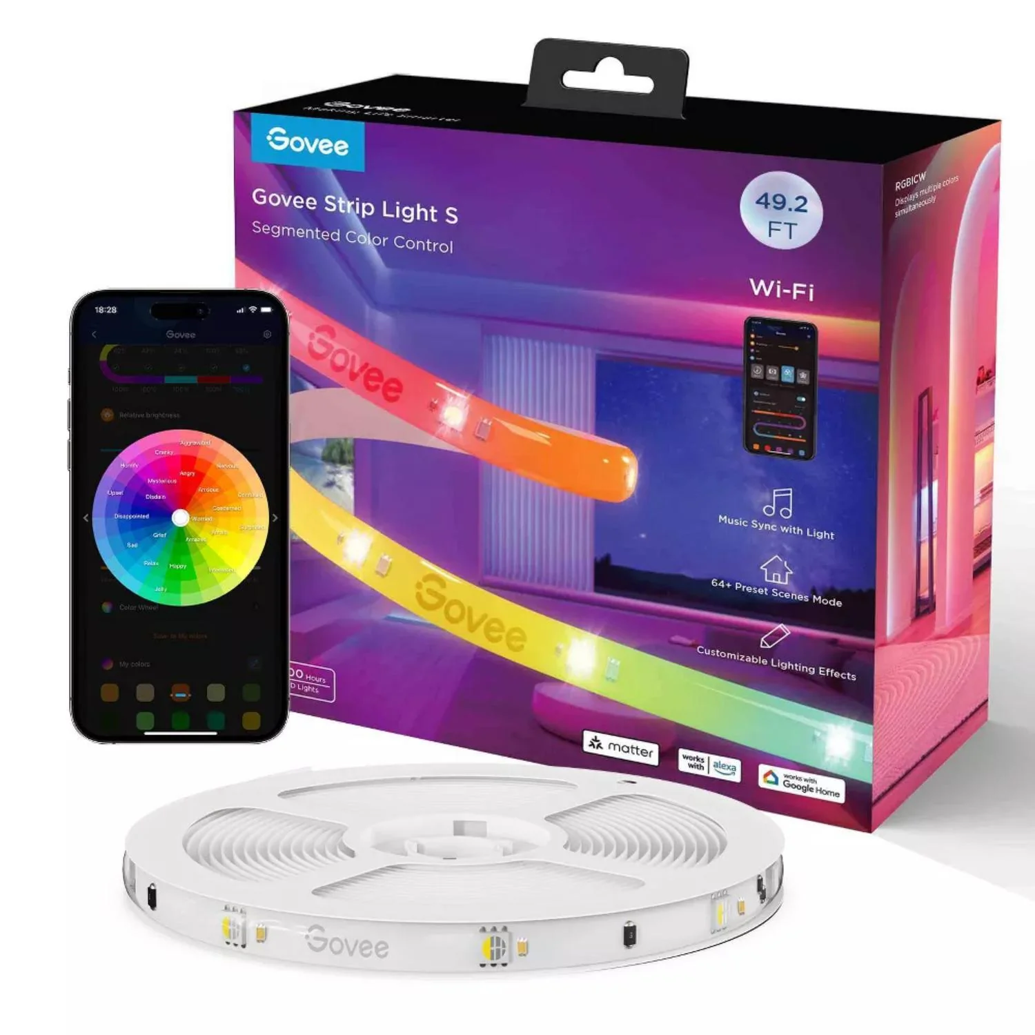 Govee Wi-Fi RGBIC LED Strip Light 49.2' - Image 2