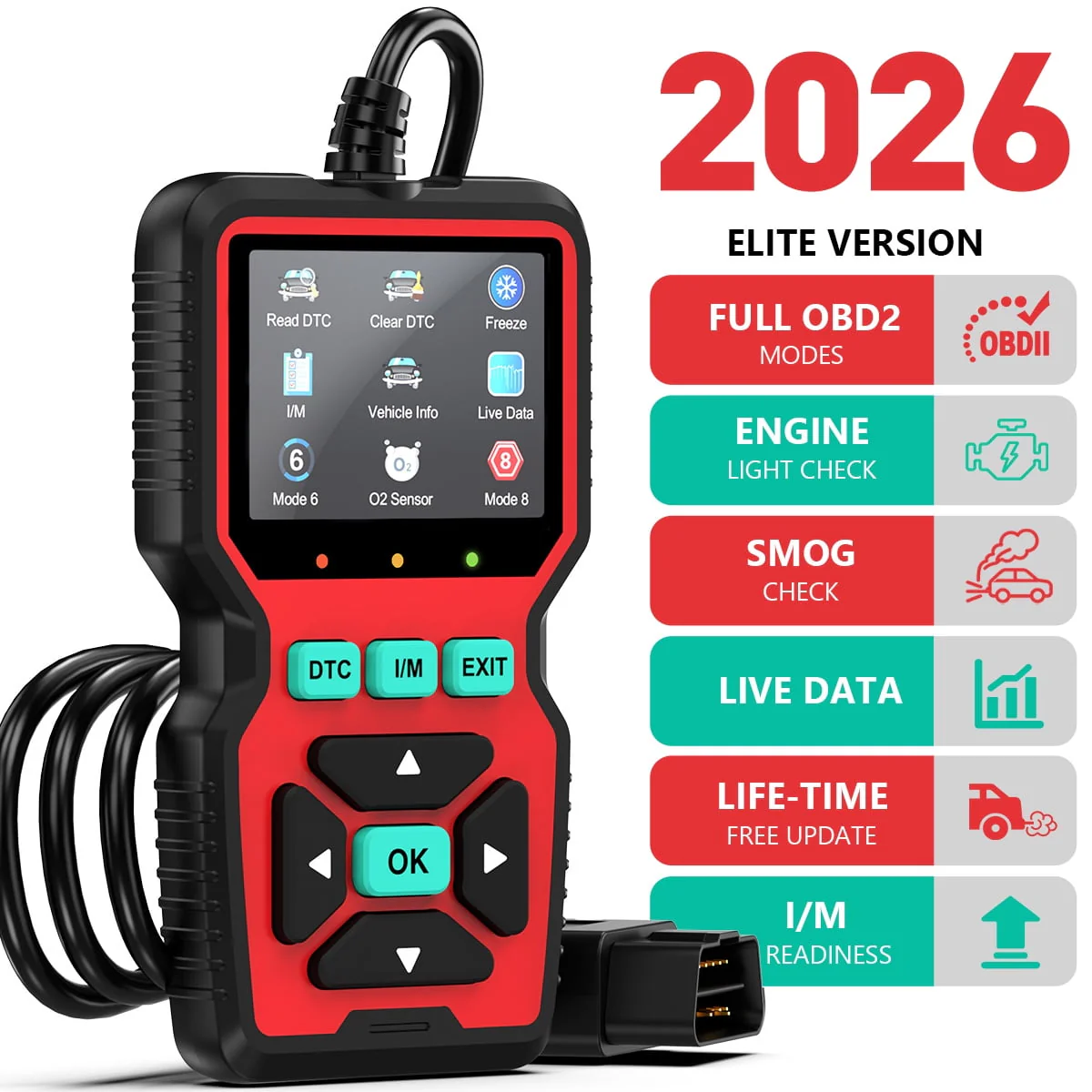 GPED OBD2ScannerResetMode6Mode8IMReadiness OBD2 Scanner Diagnostic Tool with Reset Mode 6, Mode 8