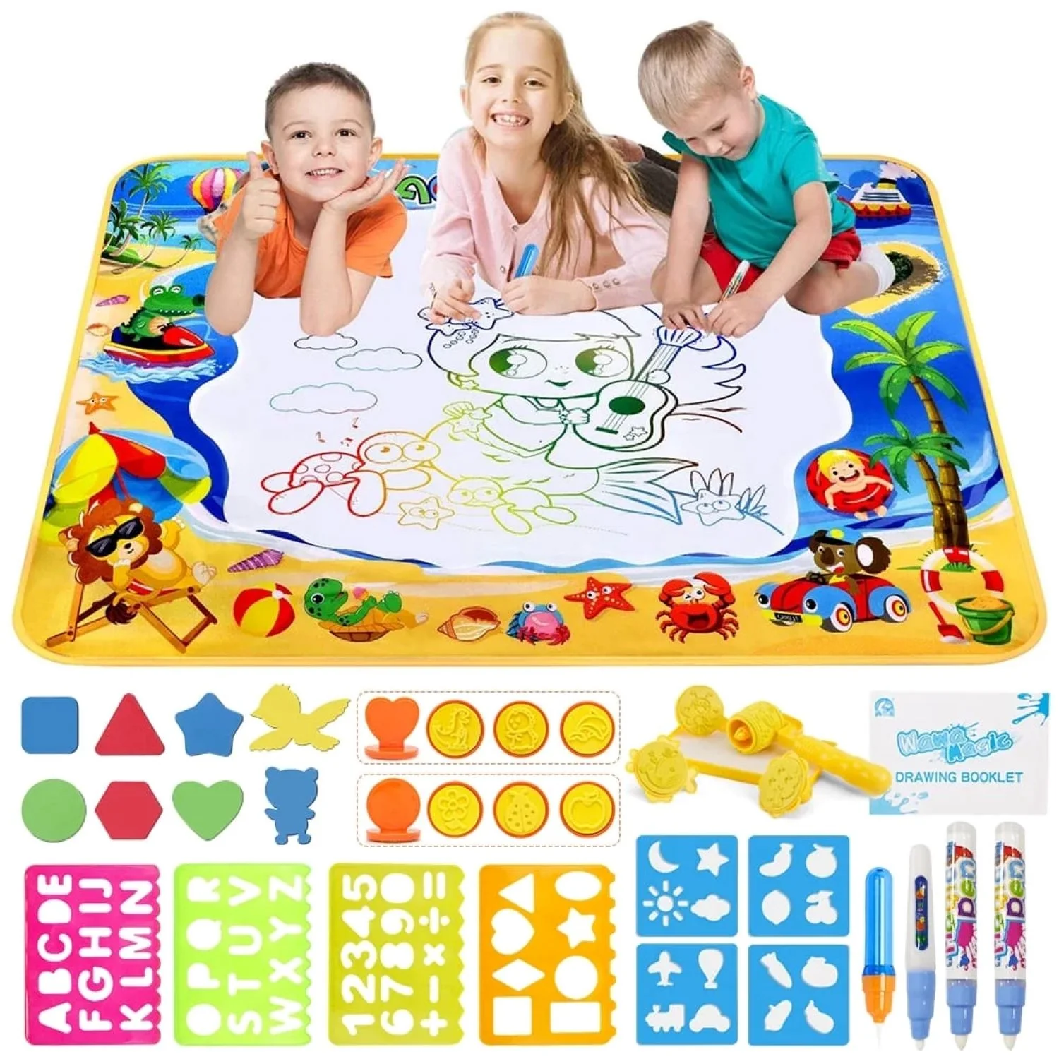 GPED WDM01 Doodle Drawing Mat 40 x 32 Inch Large Aqua Magic Water Drawing