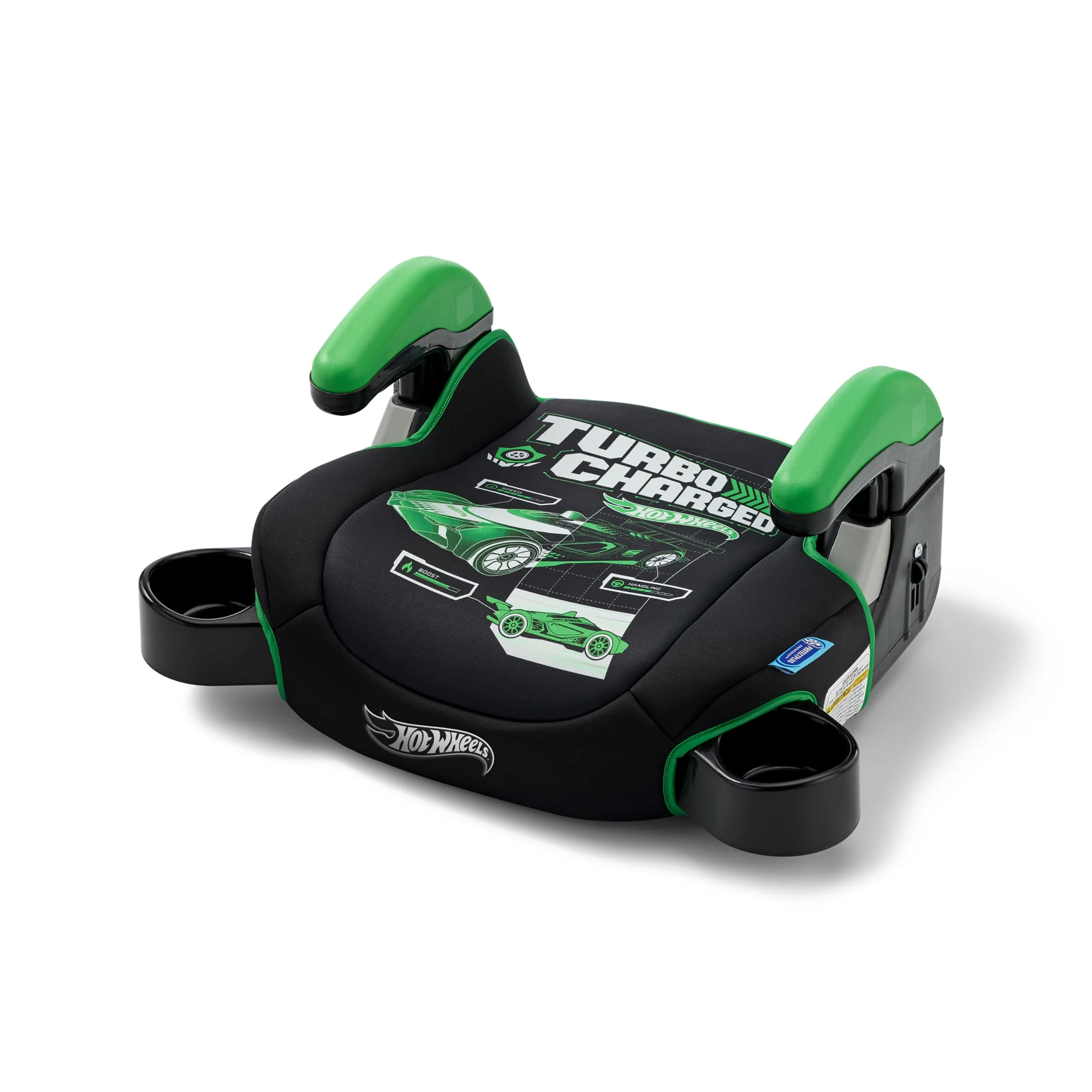 Graco TurboBooster 2.0 Backless Booster Seat with ProtectPlus Engineering, Height-Adjustable Armrests, Hide-Away Cup Holders, Machine-Washable Pad, Green