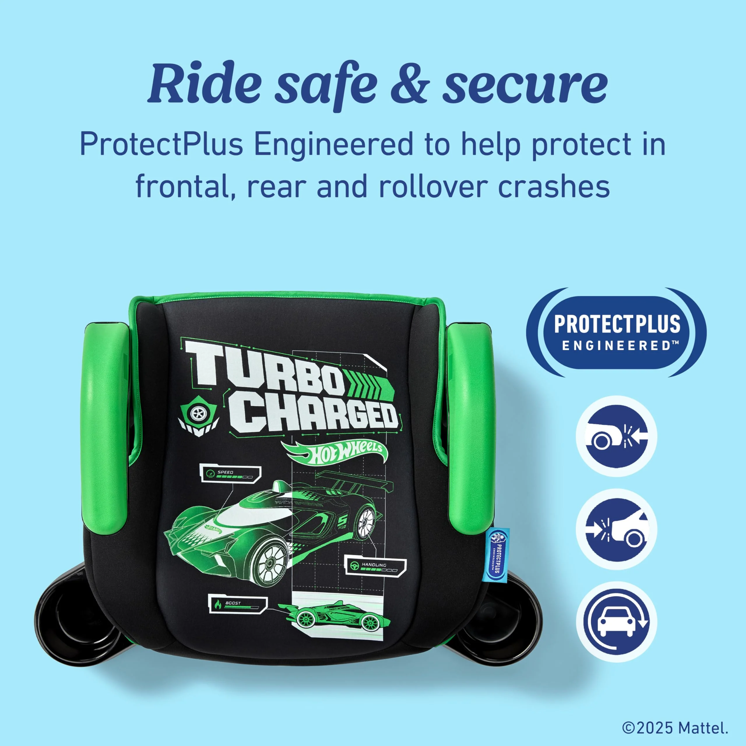 Graco TurboBooster 2.0 Backless Booster Seat with ProtectPlus Engineering, Height-Adjustable Armrests, Hide-Away Cup Holders, Machine-Washable Pad, Green - Image 6