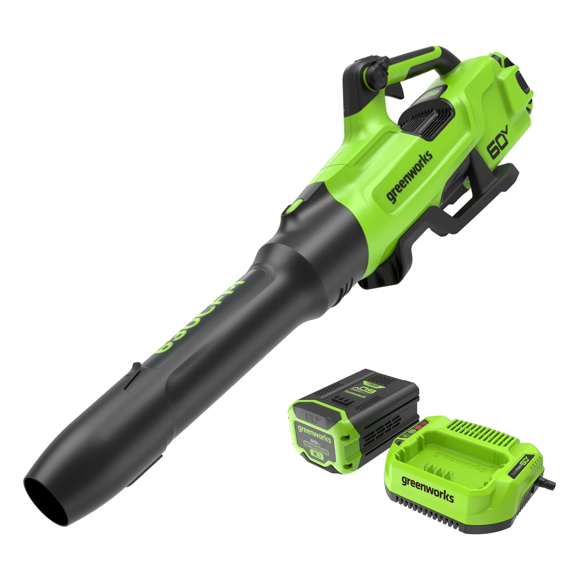 Greenworks 2429902 60V 630 CFM 170 MPH Leaf Blower with 2.5 Ah Battery & 3 Amp Charger