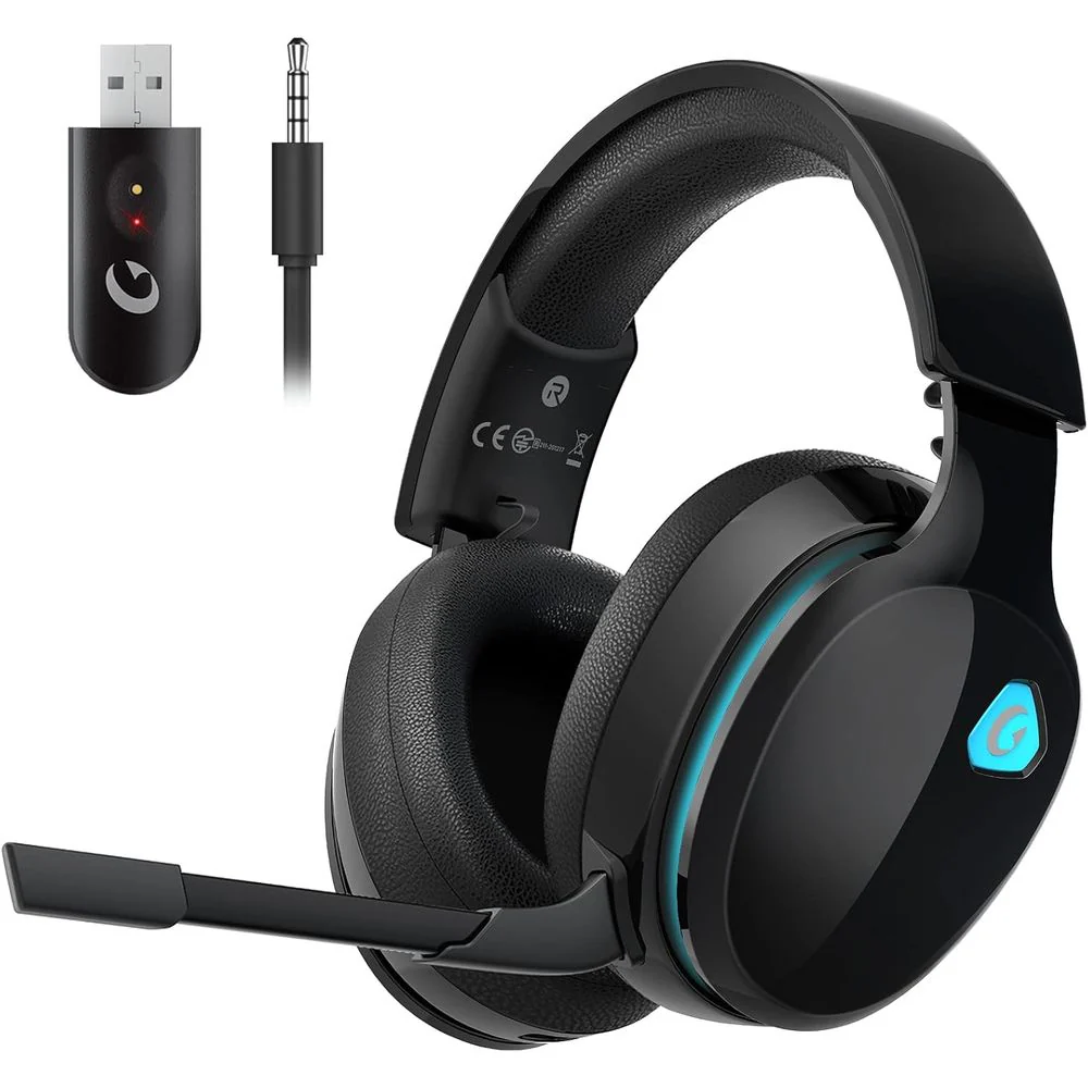 Gtheos 2.4GHz Wireless Gaming Headphones for PS5, PS4 Fortnite & Call of Duty/FPS Gamers, PC, Bluetooth 5.3 Gaming Headset with Noise Canceling Mic, Stereo Sound, 40+Hr Battery -Black