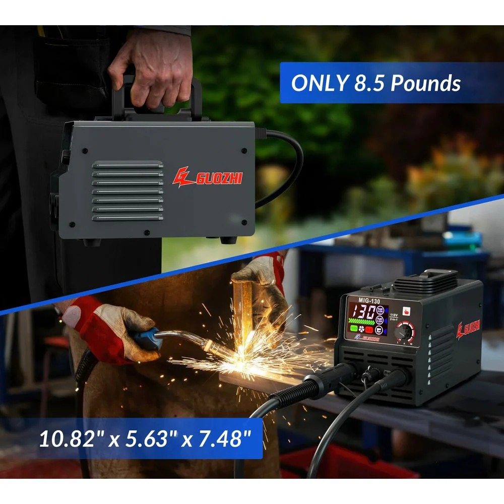 GZ GUOZHI MIG-130 110V 2 in 1 Gasless Flux Core MIG/Stick Welding Machine, 37.3 Amps - Image 2