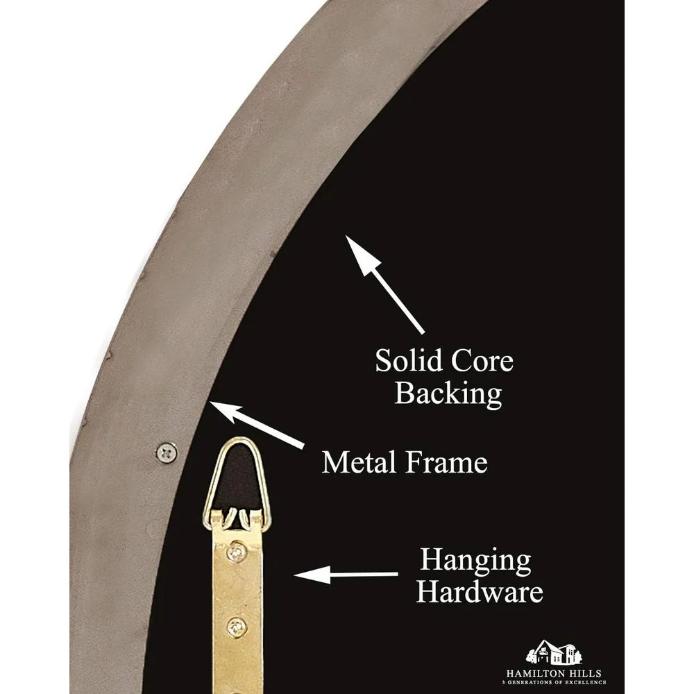 Hamilton HH1448 Hills 35" Round Silver Polished Metal Framed Mirror - Image 4
