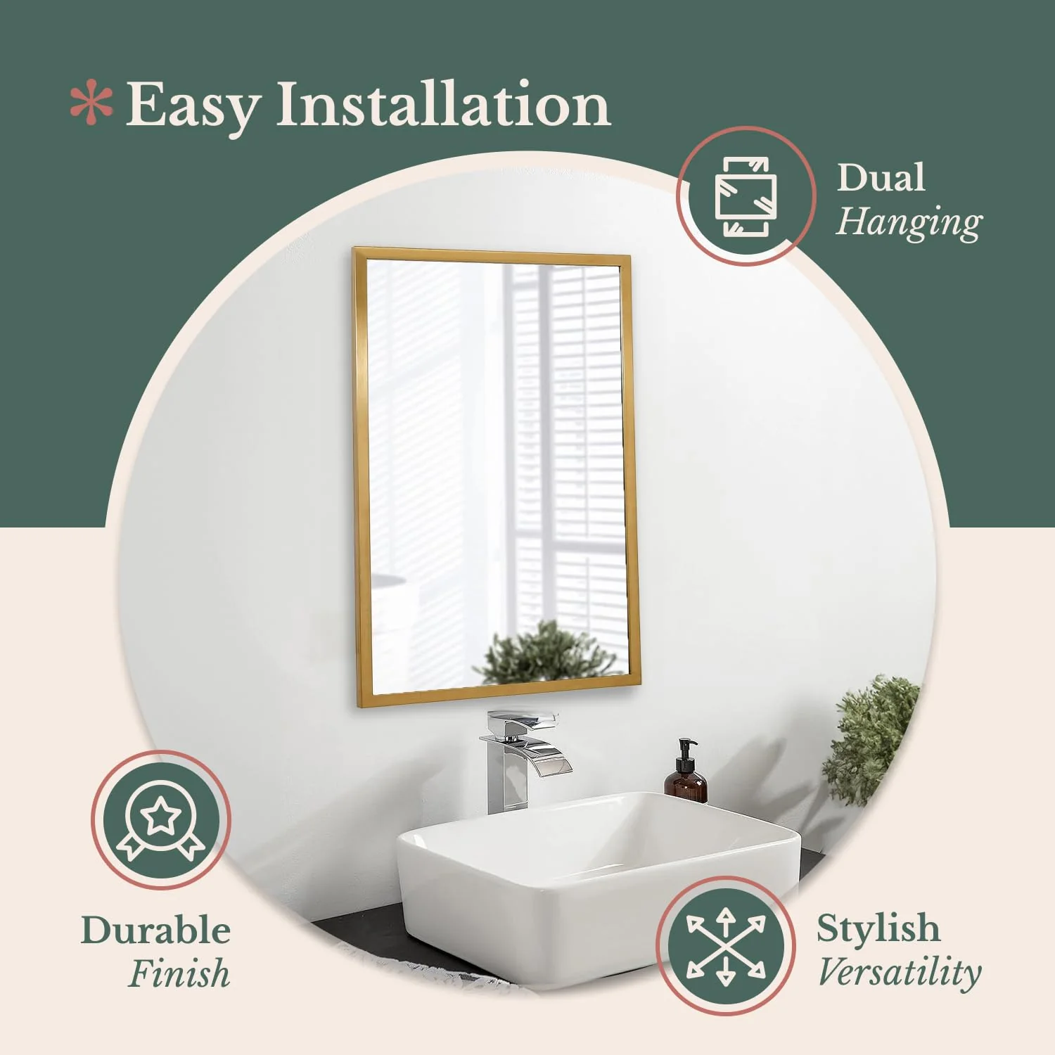 Hamilton Hills Black Framed Wall Mirror, 30 x 40 Inch, Large Modern Rectangular Floating Glass Panel, Solid Wood Backing, Versatile Horizontal or Vertical Mounting - Image 5