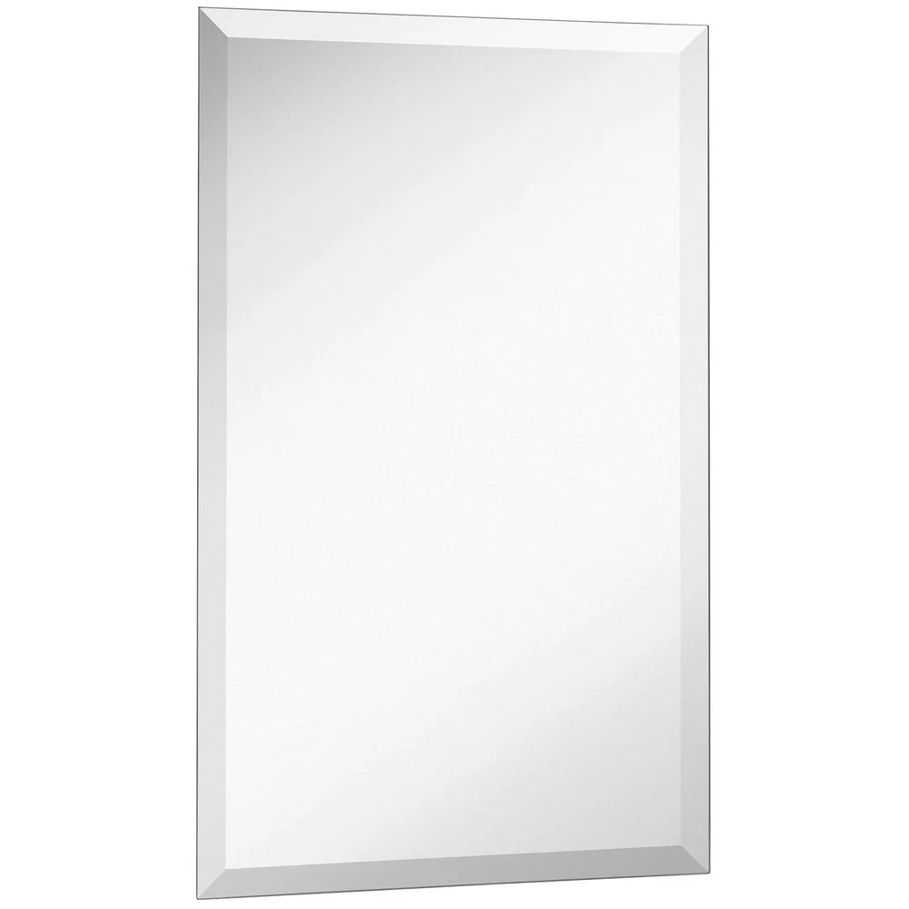 Hamilton Hills Large Frameless Rectangle Beveled Mirror, 16x24 Inch, Ultra-Thin, Lightweight, Silver