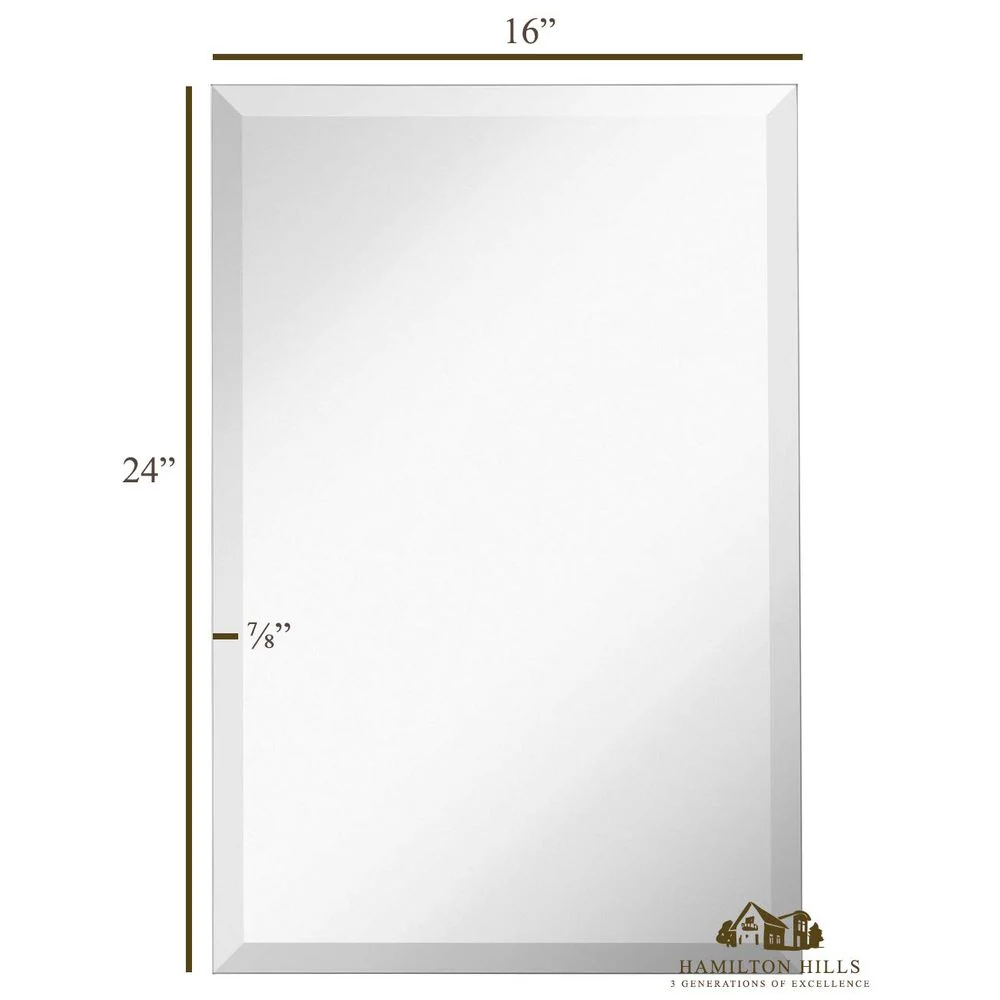 Hamilton Hills Large Frameless Rectangle Beveled Mirror, 16x24 Inch, Ultra-Thin, Lightweight, Silver - Image 2