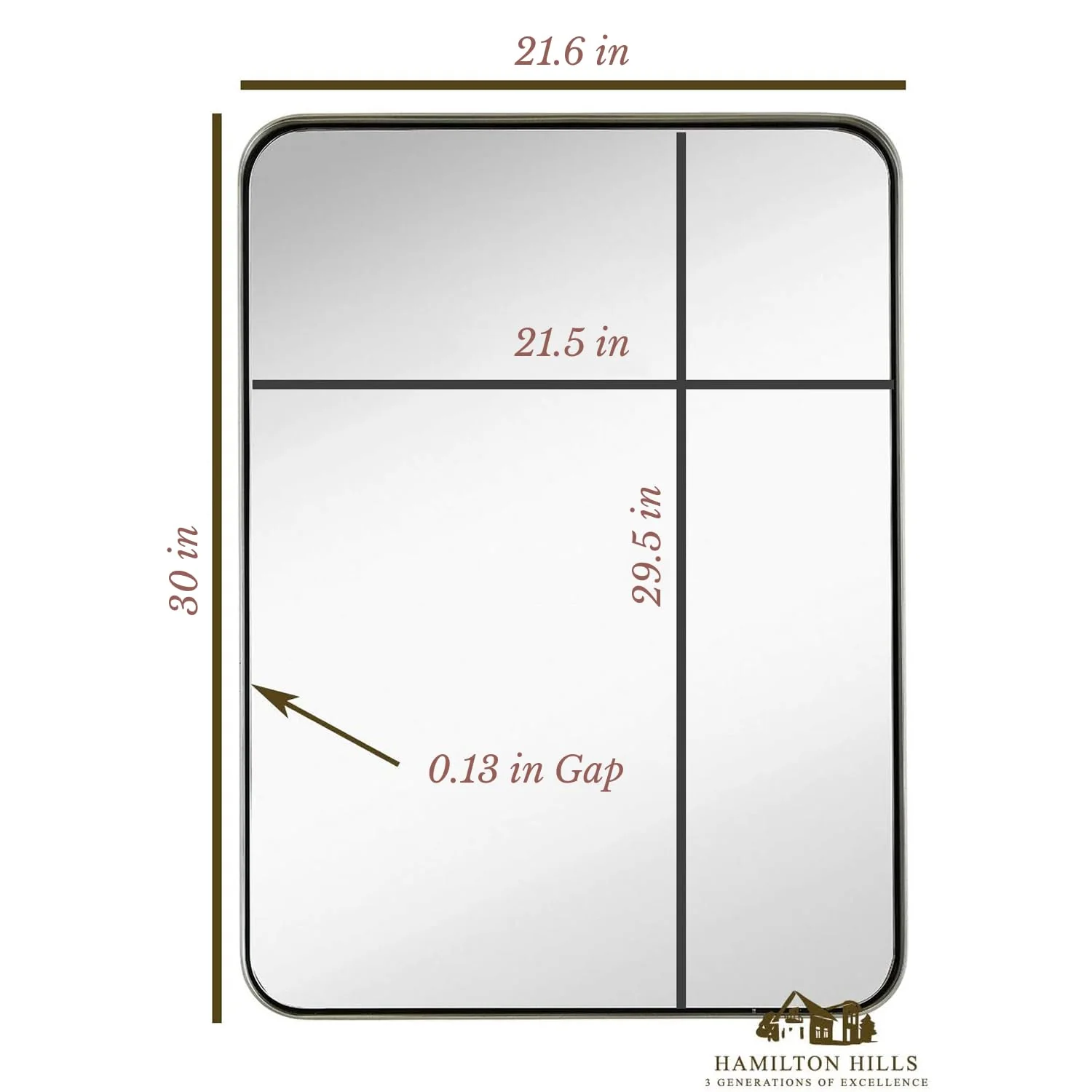 Hamilton Hills Polished Metal Wall Mirror, Contemporary Silver Stainless Steel Frame, 24 in x 36 in, Rectangular with Rounded Corners and Beveled Edges - Image 2