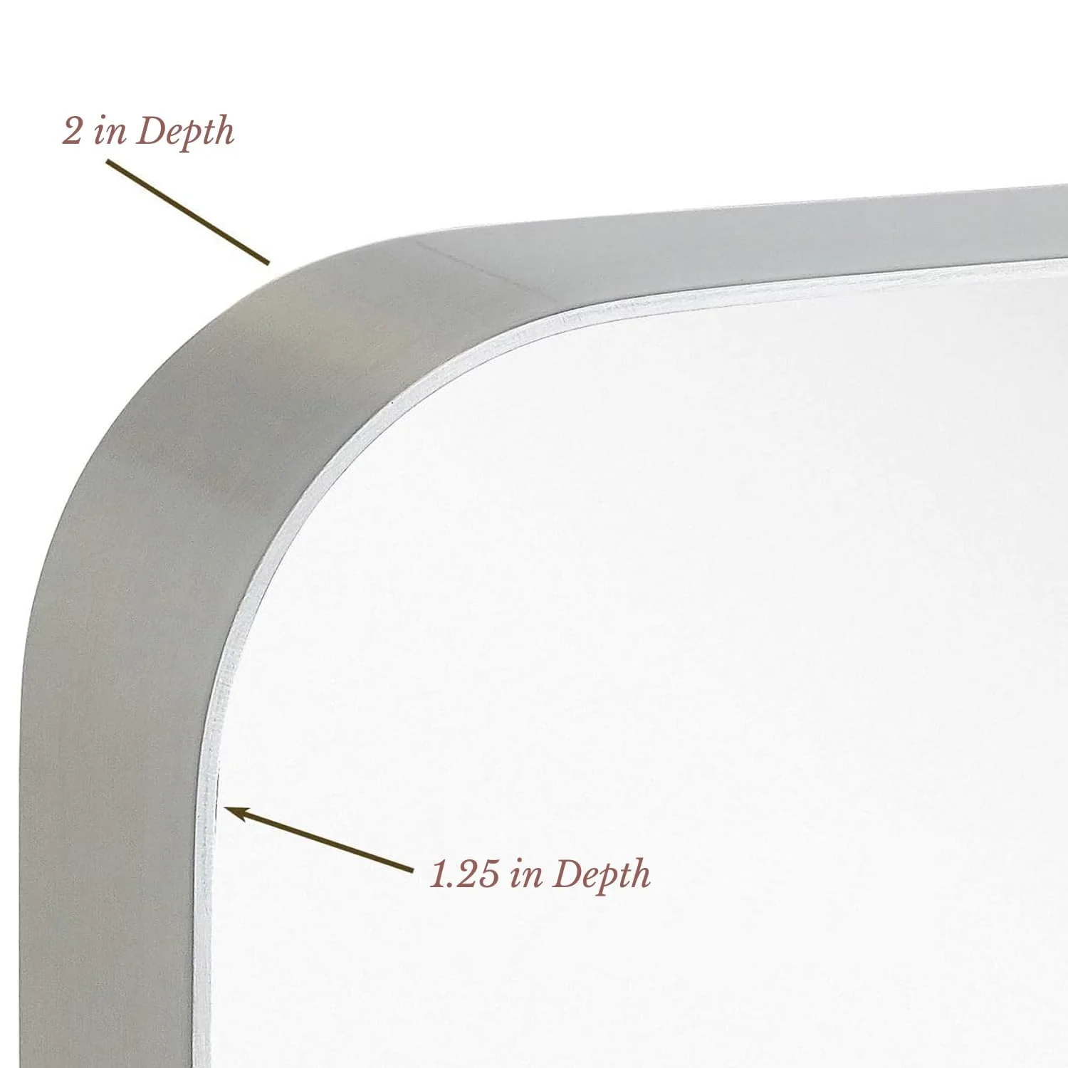 Hamilton Hills Polished Metal Wall Mirror, Contemporary Silver Stainless Steel Frame, 24 in x 36 in, Rectangular with Rounded Corners and Beveled Edges - Image 3