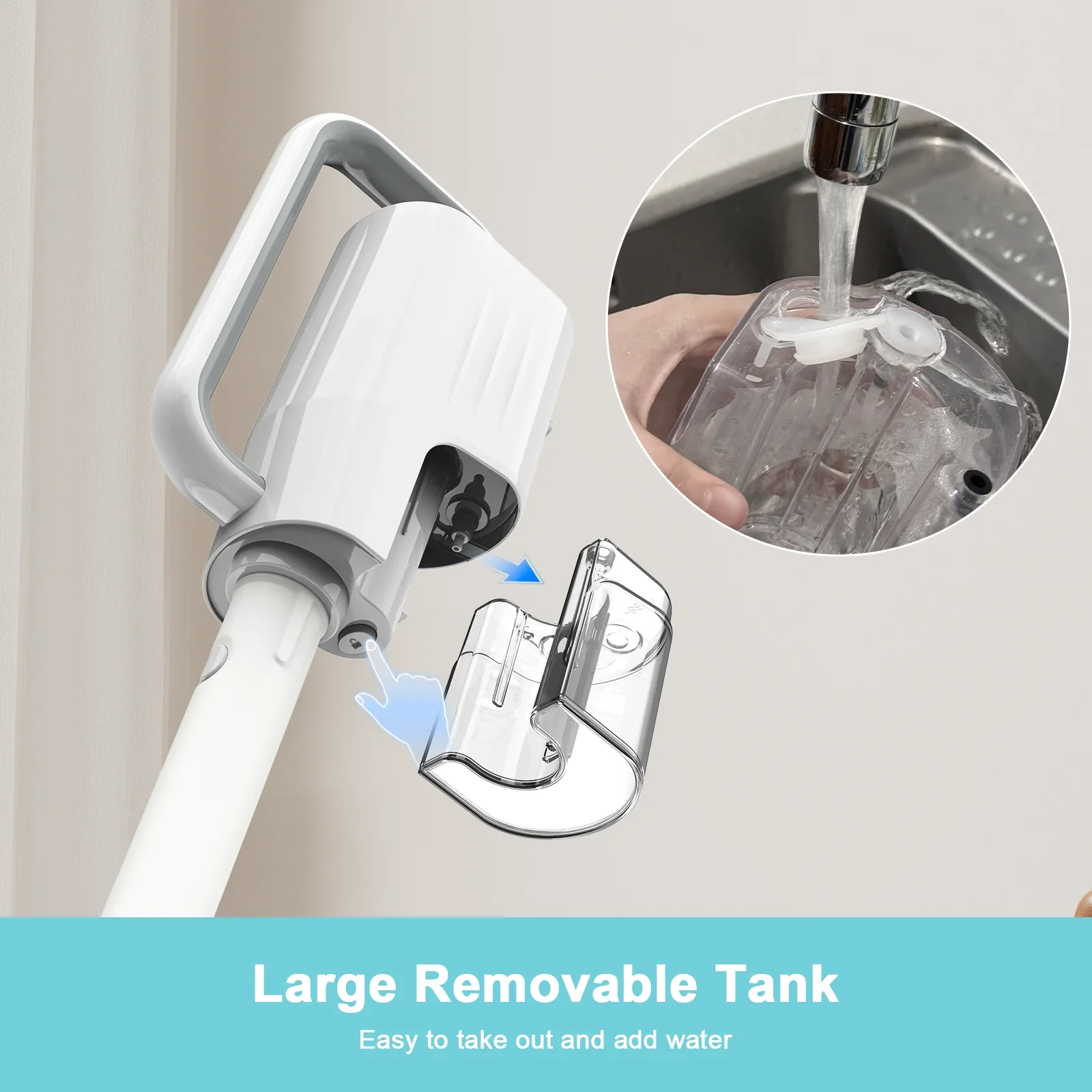 Haoyunduo 6-in-1 Detachable Handheld Steam Mop Cleaner with 2 Microfiber Pads for Hard Floor, Carpet - Image 3