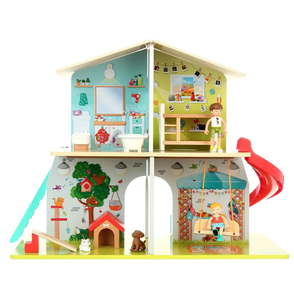 Hape E3411 Rock and Slide Children's Playhouse with 8 Colorful Rooms and 9 Sound Effects - Image 2