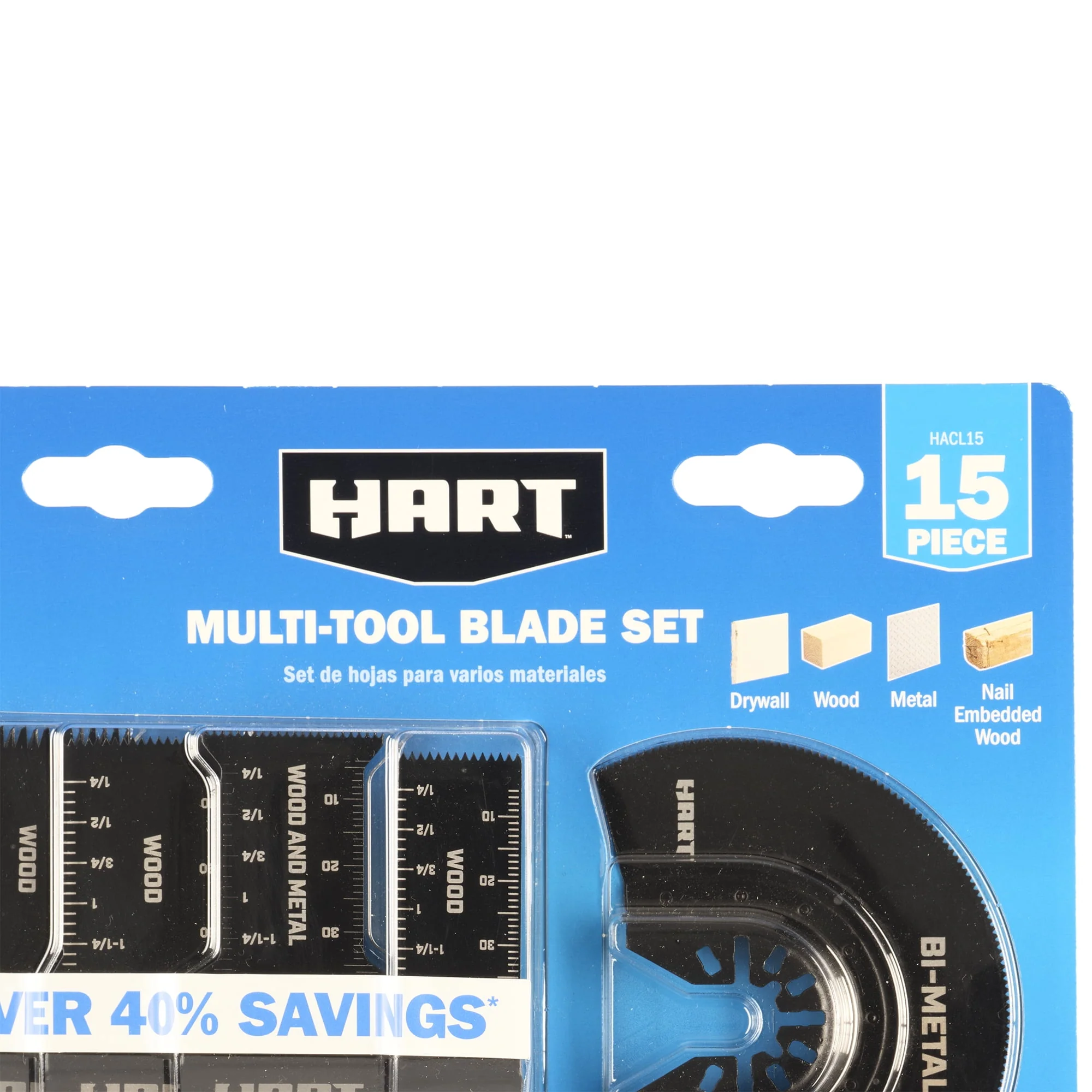 HART 15 Piece Oscillating Multi-Tool Blade and Accessory Set, Alloy Steel Blades, Includes Sandpaper and Pouch, HACL15 - Image 4