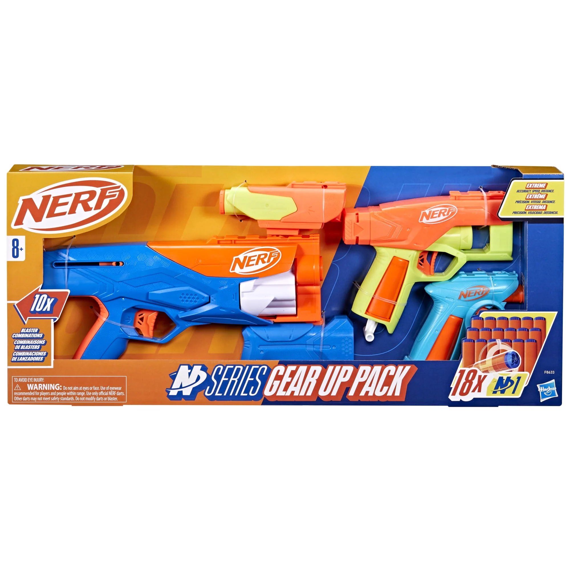 Hasbro F8633 Nerf N Series Gear Up Pack Foam Dart Blaster, 3 Blasters with Stock and Scope, 18 Nerf N1 Darts - Image 7