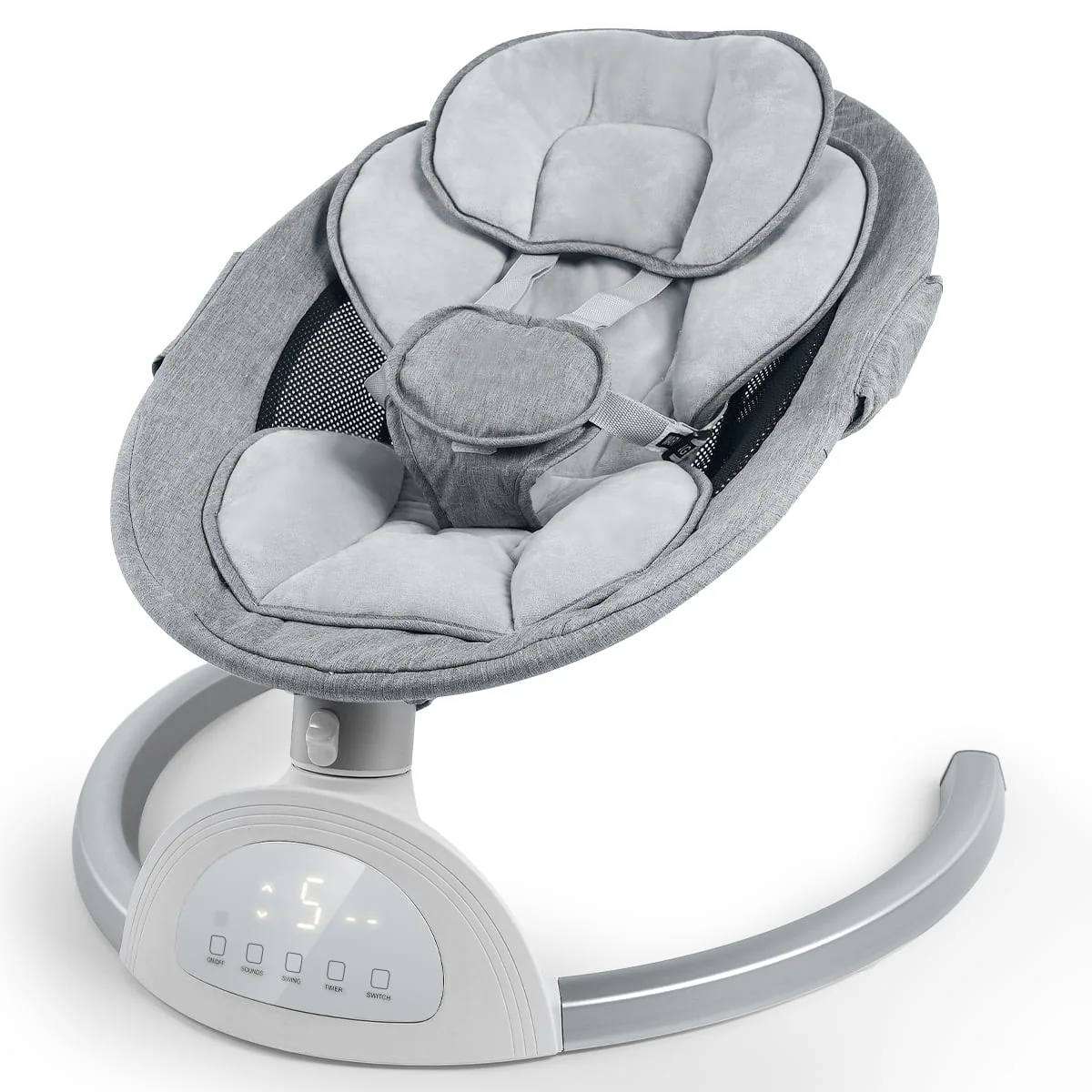 HDJ BB009K Baby Swing for Infant, HDJ Portable Electric Baby Swing with Music Playing, Touch Screen, Remote Bluetooth Control, Grey - Image 6