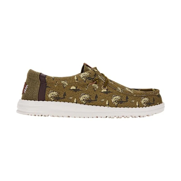 Heydude Wally Bass Casual Shoes for Men, Burnt Olive, Lightweight Textile Upper, Elastic Laces, Removable EVA Foam Insole, Water-Repellent Finish, 10M, 81624551 - Image 3